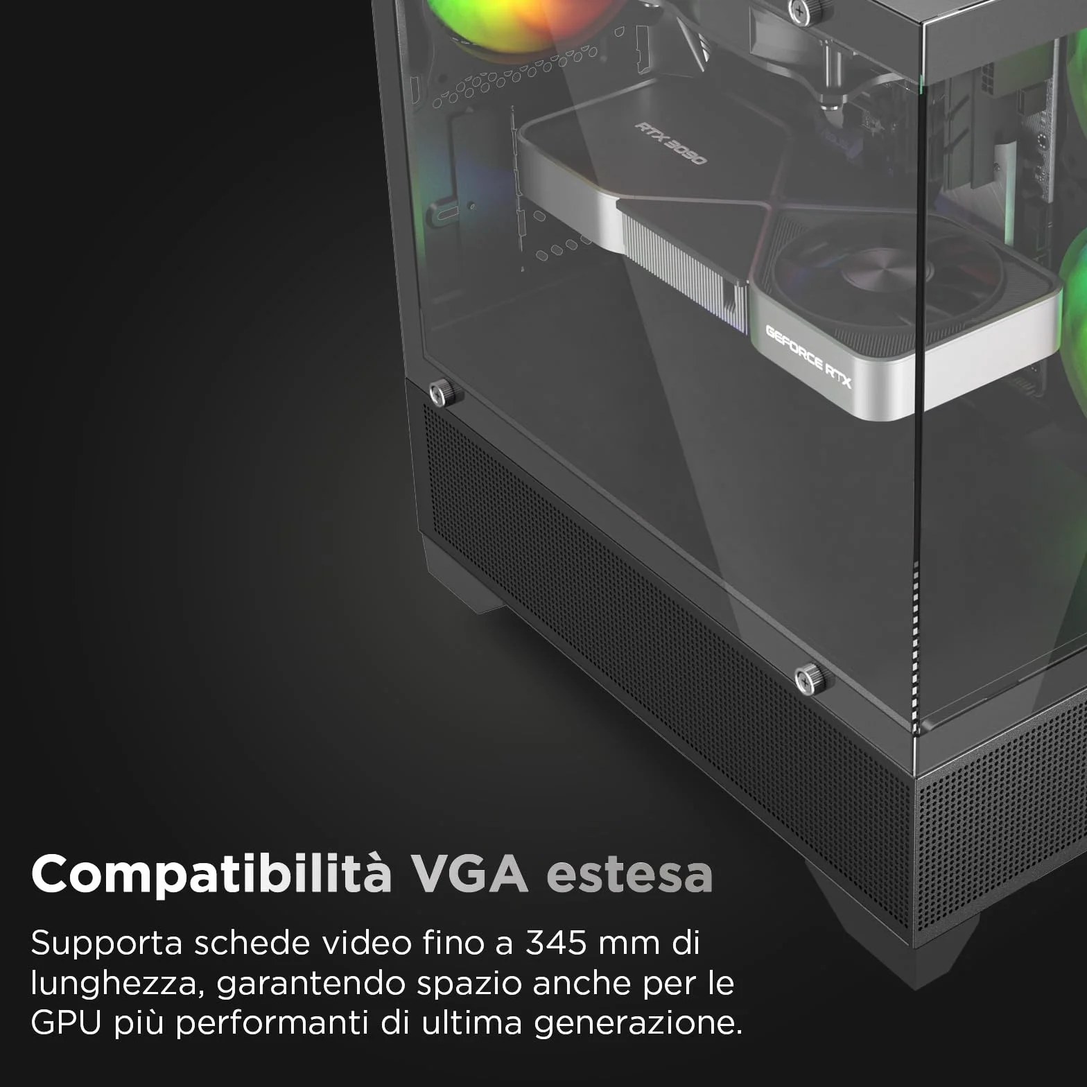 Nuwo Clash CK100 Obudowa PC Gaming Micro-ATX Mini Tower 3 wentylatory ARGB 120 mm - panoramiczny szklany panel bez ramki, czarny