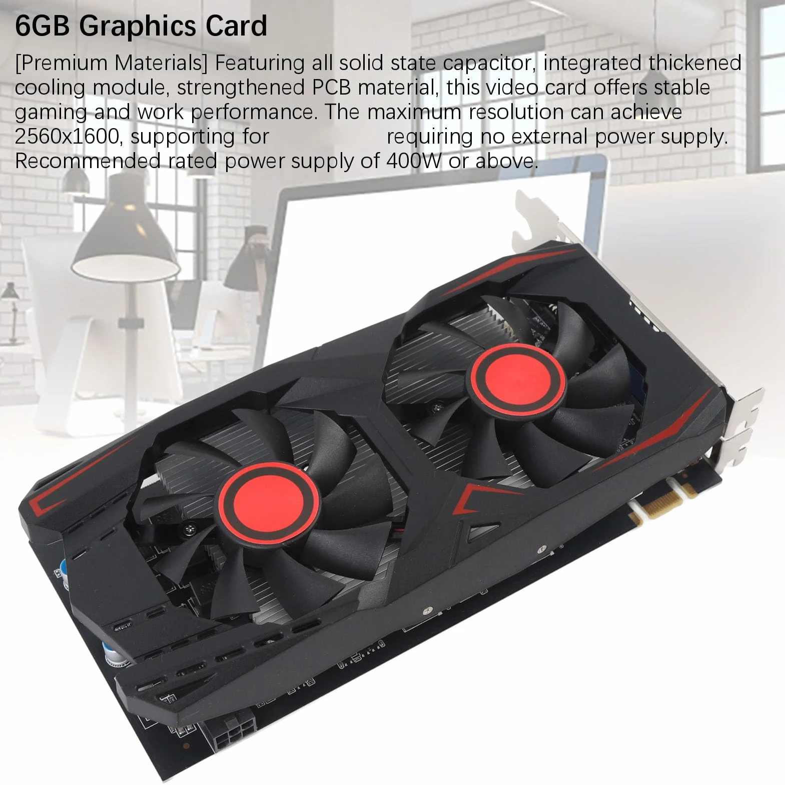 Karta graficzna GTX550TI 2GB D5 192bit PCI Express X16 2.0 z podwójnym wentylatorem do gier, obsługuje interfejs multimedialny DVI VGA HD (wyświetlanie 2 GB/rzeczywiste 6 GB RAM)