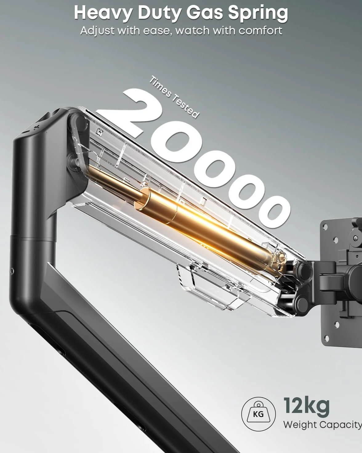 Podwójne ramię do monitorów 17-40 cali, gazowe, pełny ruch | Ergonomiczny design, precyzyjne ustawienie, stabilny & solidny, oszczędność miejsca, 12 kg na ramię, VESA 75/100, Czarny