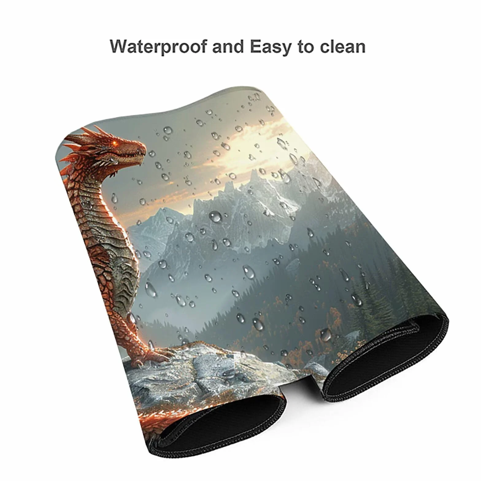 Smok podkładka pod mysz 1200 x 600 mm, czerwona, podkładka pod mysz dla graczy, z wodoszczelna, antypoślizgowa gumowa podstawa, szyte krawędzie, akcesoria na biurko, Aesthetic, prezent dla mężczyzn,