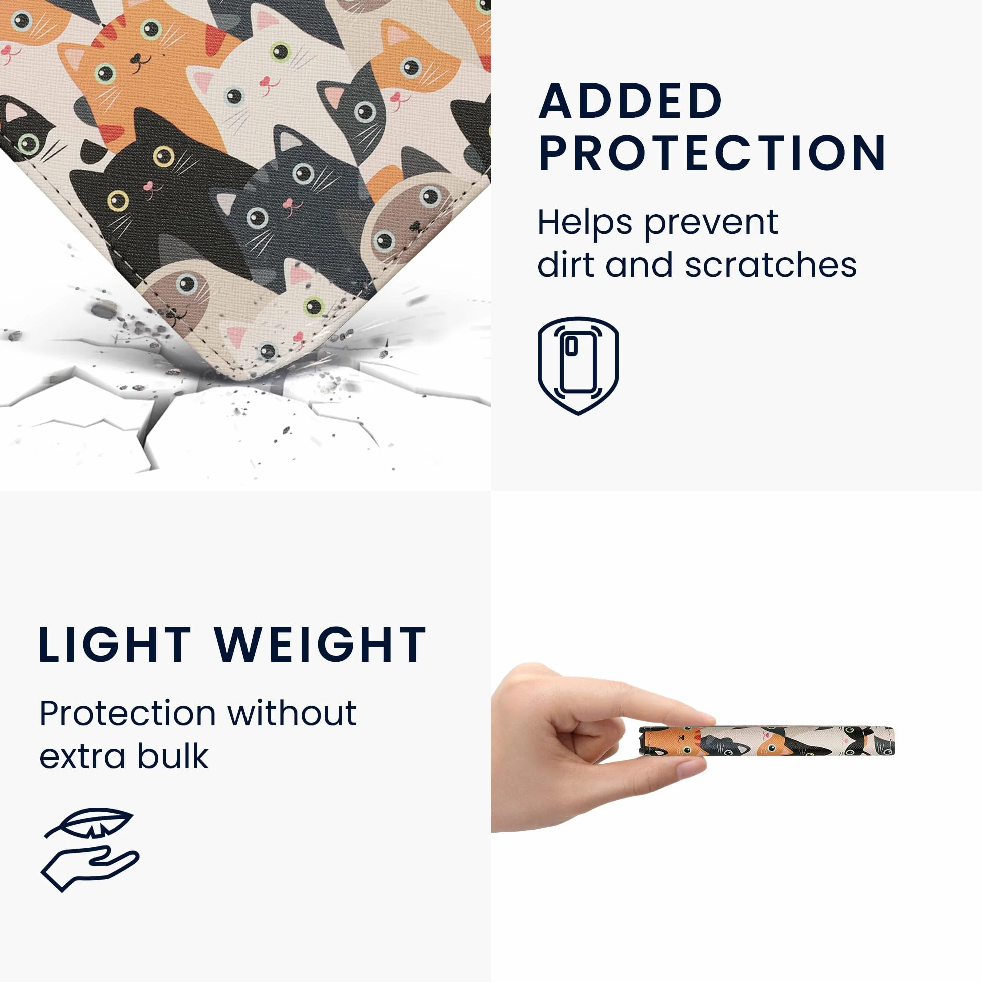 kwmobile Etui Kompatybilne z Pocketbook Verse/Verse Pro/Verse Color/Vivlio Light/Light HD - Etui PU z paskiem - Koty Pomarańczowe/Czarne/Białe