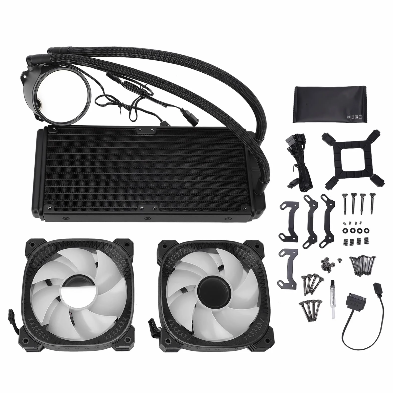 Aramox Płynna Chłodnica Procesora ARGB z 2,2-calowym Ekranem LCD Chłodnica Procesora AIO 240 Mm Wentylatory PWM Miedziana Podstawa do Budowy Komputera PC AM5 AM4 LGA1700 (BLACK)