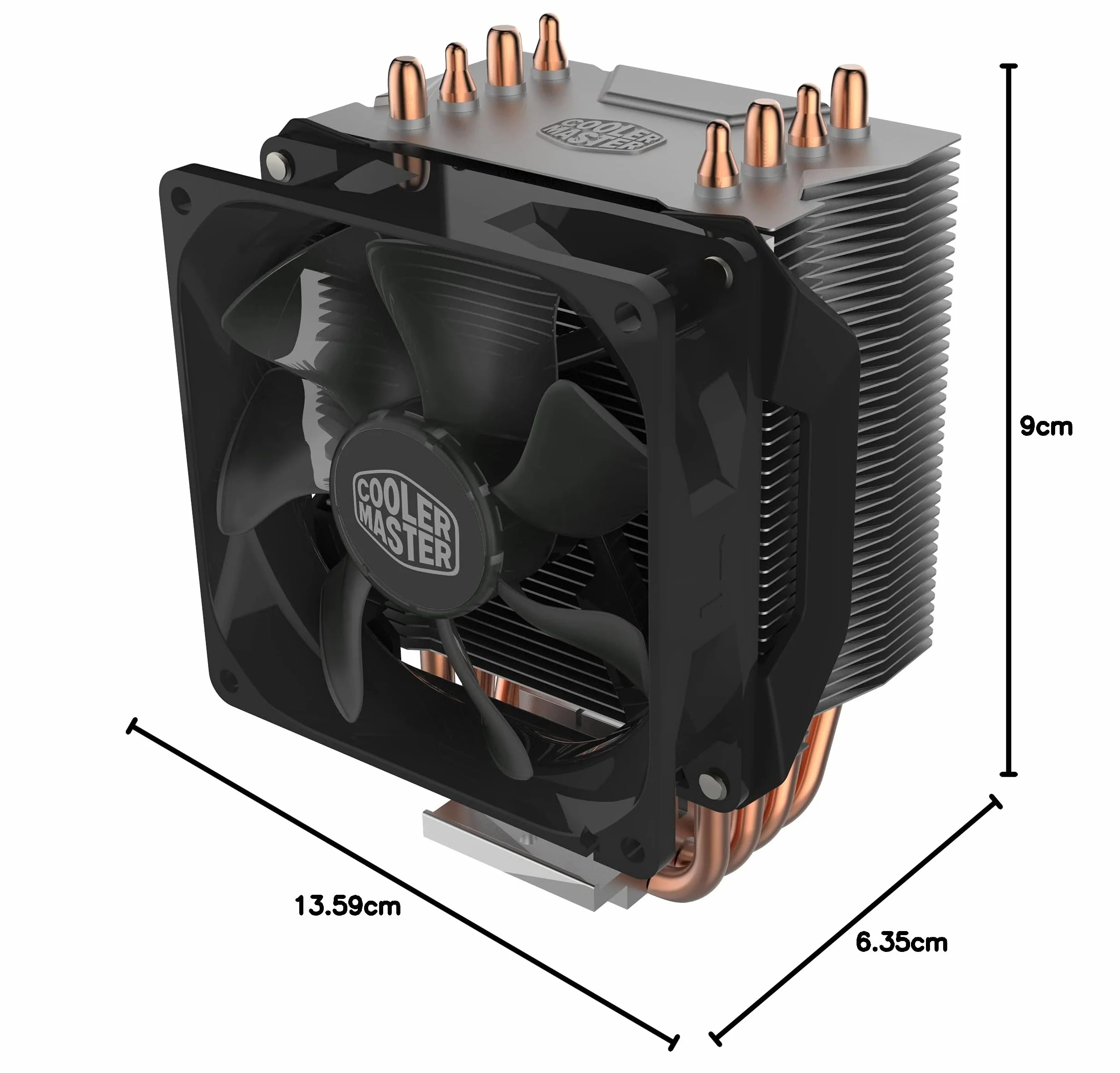 Cooler Master Hyper H412R Chłodnica CPU - Niskoprofilowy System Chłodzenia, Technologia Direct Contact, 4 Miedziane Ciepłowody, Kompaktowy Radiator z Wentylatorem PWM 92mm - Zgodność z AMD i Intel