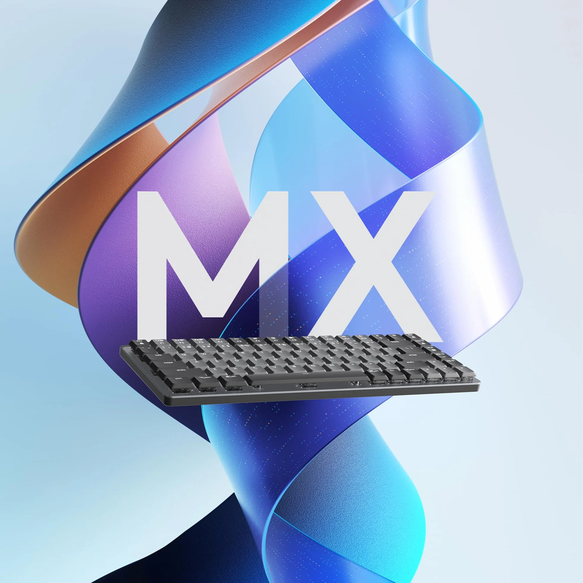 Logitech MX Mechanical Bezprzewodowa Klawiatura Mini podświetlana klawisze Tactile Quiet, Bluetooth, USB-C, macOS, Windows, Linux, iOS, Android, Metal, QWERTY układ US international - Szary