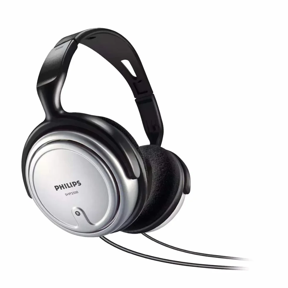Philips SHP2500/10 słuchawki Hi-Fi TV długi kabel 6 m srebrny czarny