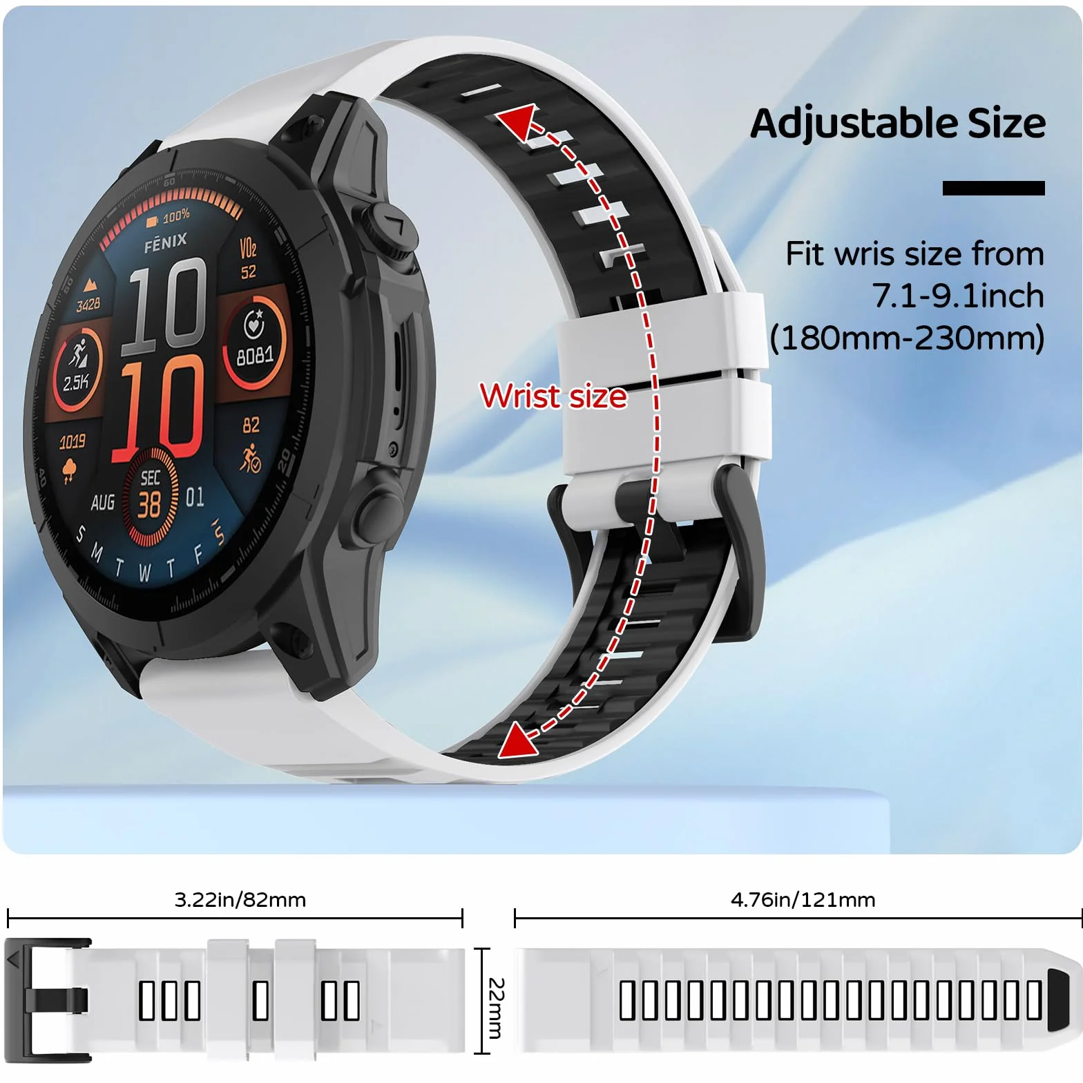 Pasek do zegarka Garmin Fenix 8 47 mm, Fenix 7 Pro, Fenix 7, Fenix 6 Pro, Fenix 6, Fenix 5, Epix Pro 47 mm, Fenix E, silikonowy pasek QuickFit 22 mm