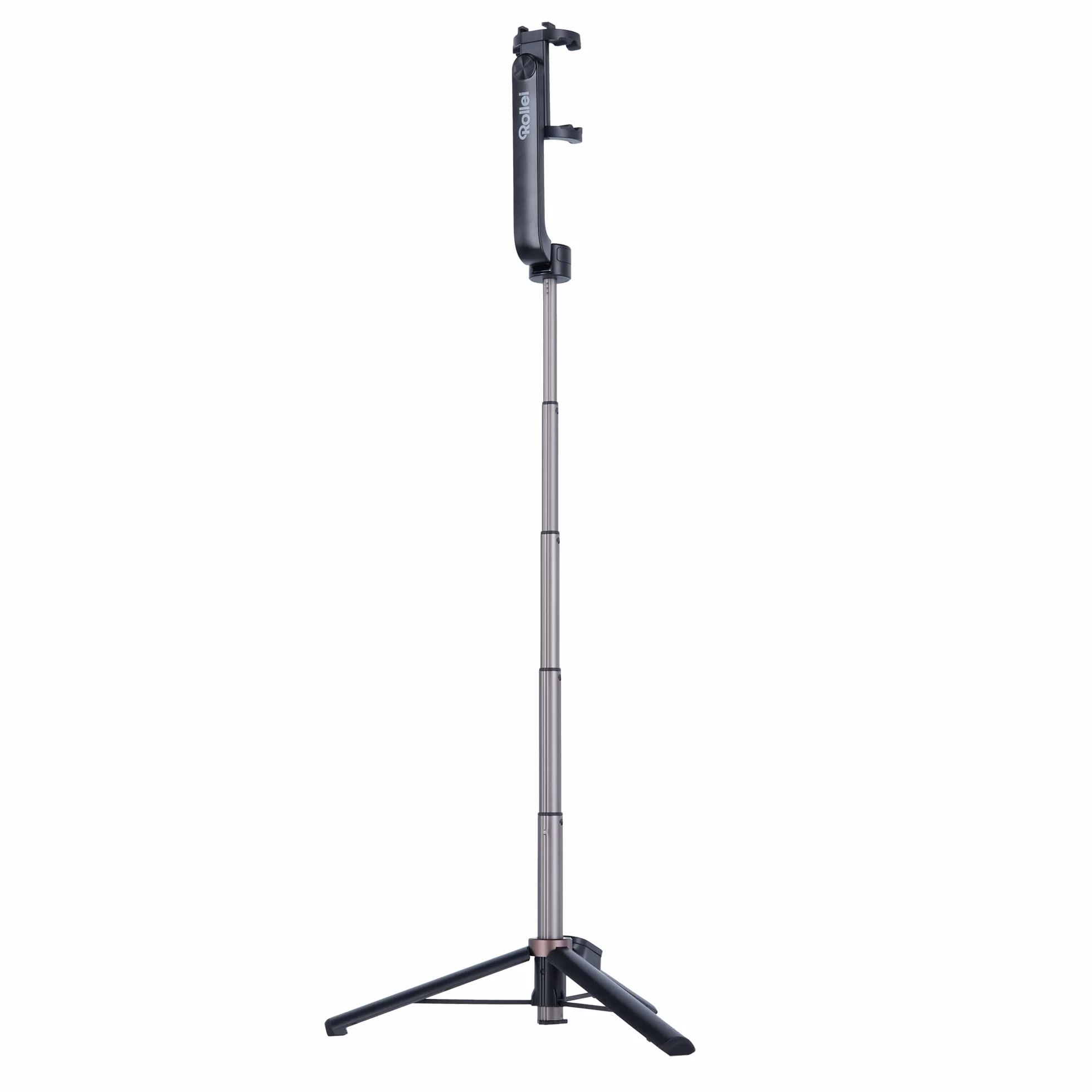 Rollei Smartfon Selfie Tripod: mini statyw ze zdalnym wyzwalaczem, regulacja wysokości do 65,6 cm. 3 w 1: statyw, kijek do selfie. Bluetooth, kompaktowy i stabilny, idealny w podróży! (uchwyt
