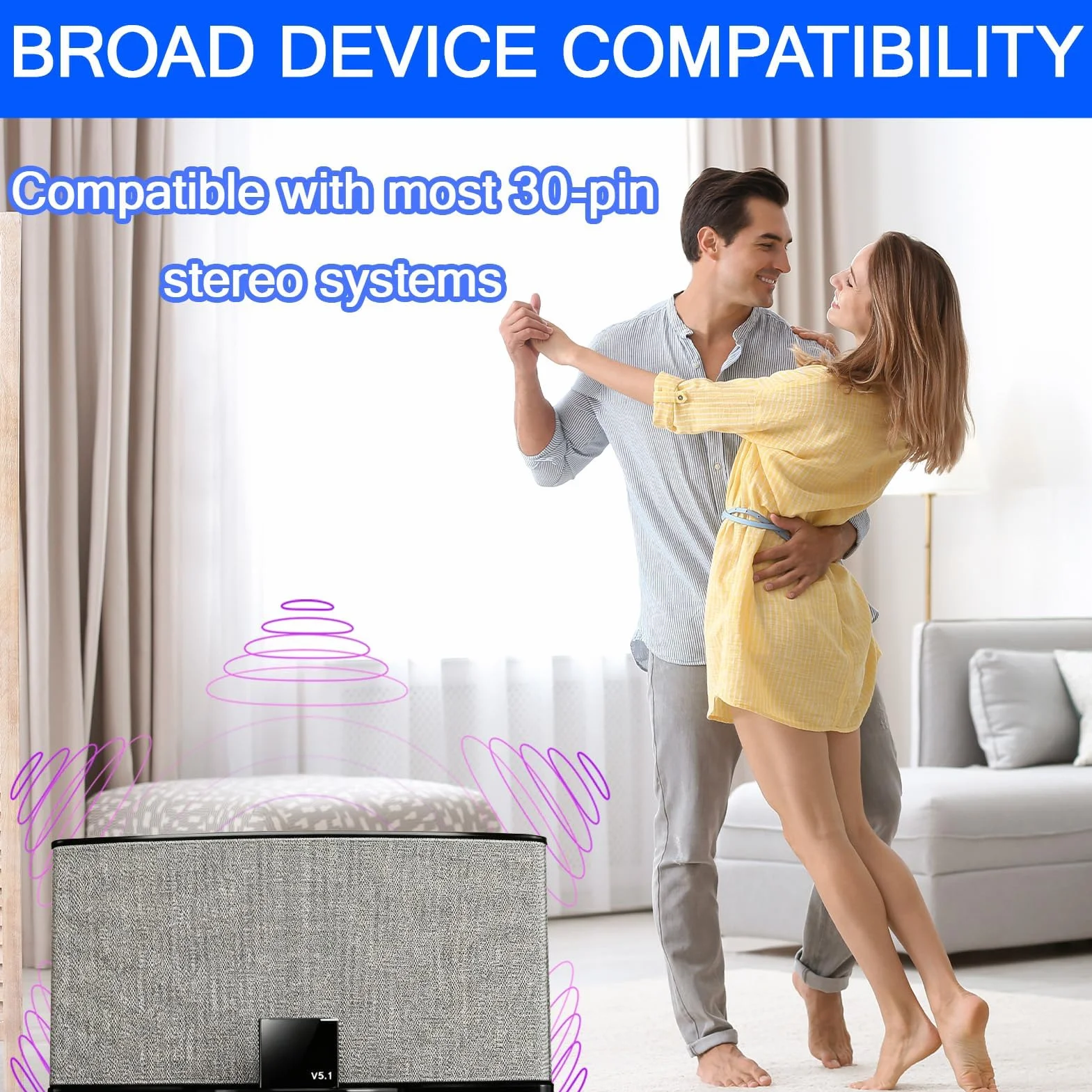30-pinowy adapter Bluetooth 5.1 do Bose SoundDock, przenośny mini odbiornik muzyki do iPhone'a/iPoda, 30-biegunowej stacji dokującej muzyki, nie nadaje się do samochodów lub motocykli