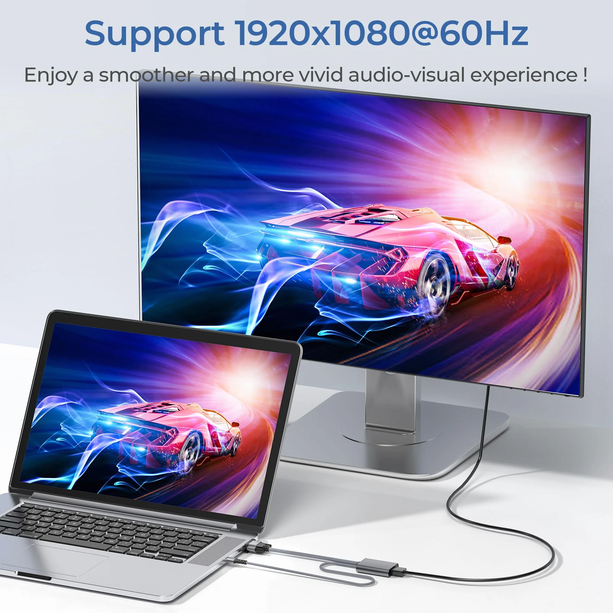 Elebase Adapter VGA na HDMI 1080P konwerter kabla z audio męski VGA żeński HDMI
