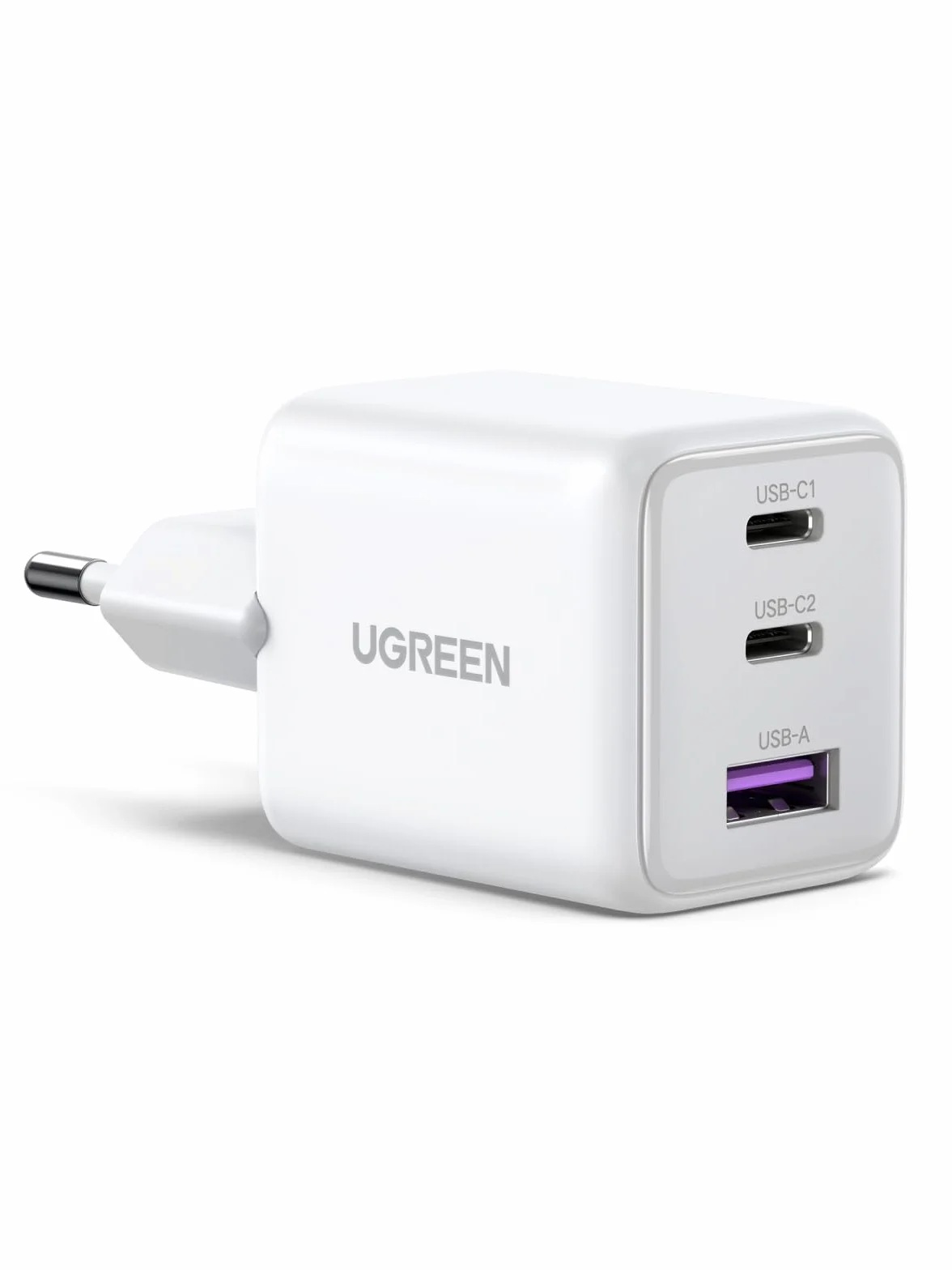 UGREEN ładowarka USB C 30W 3-portowy GaN II adapter szybkiej ładowania PD biały