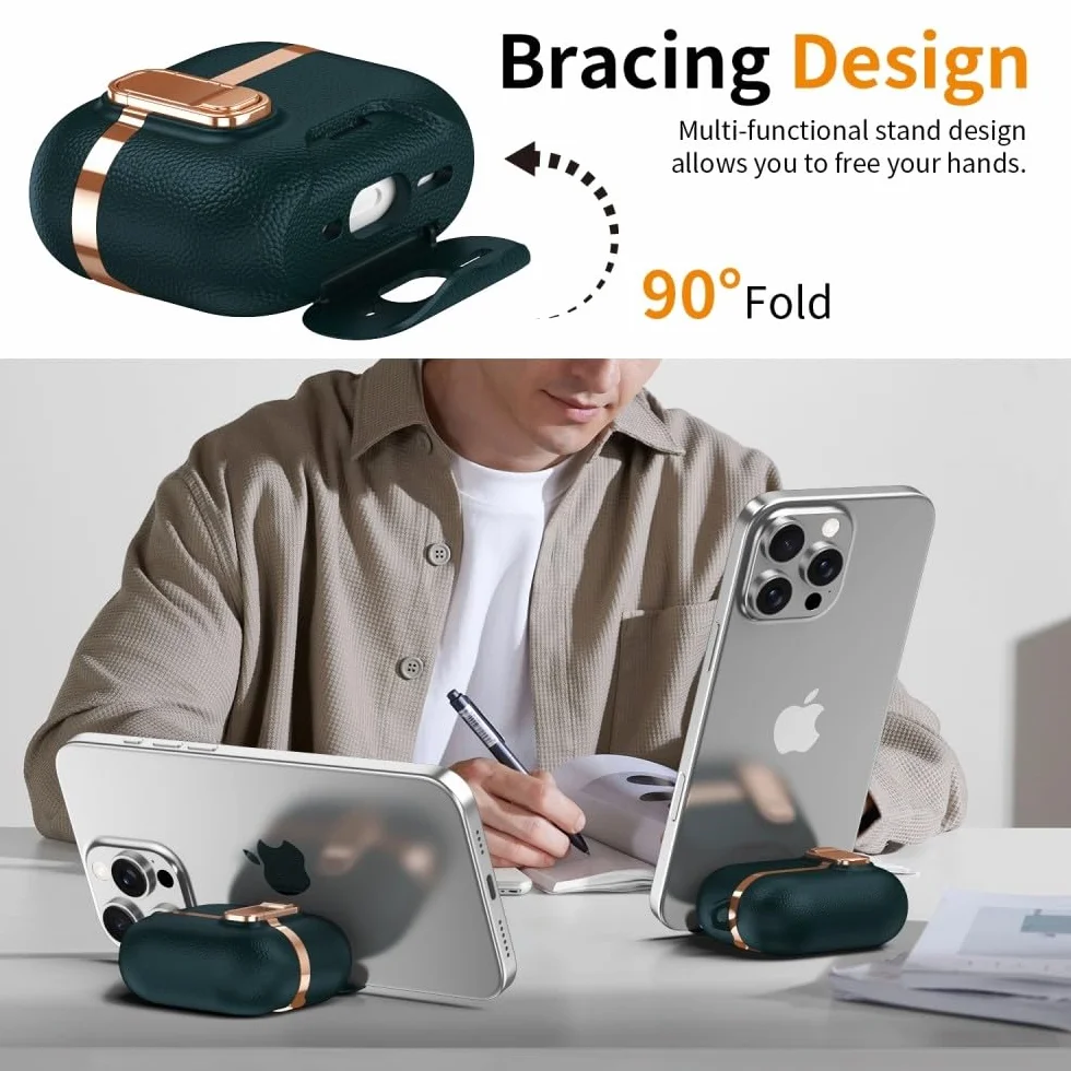 etui kompatybilne z AirPods Pro (1. generacji) (kolor: niebieski) stylowe, odporne na wstrząsy twarde etui ze skóry silikonowej cpver