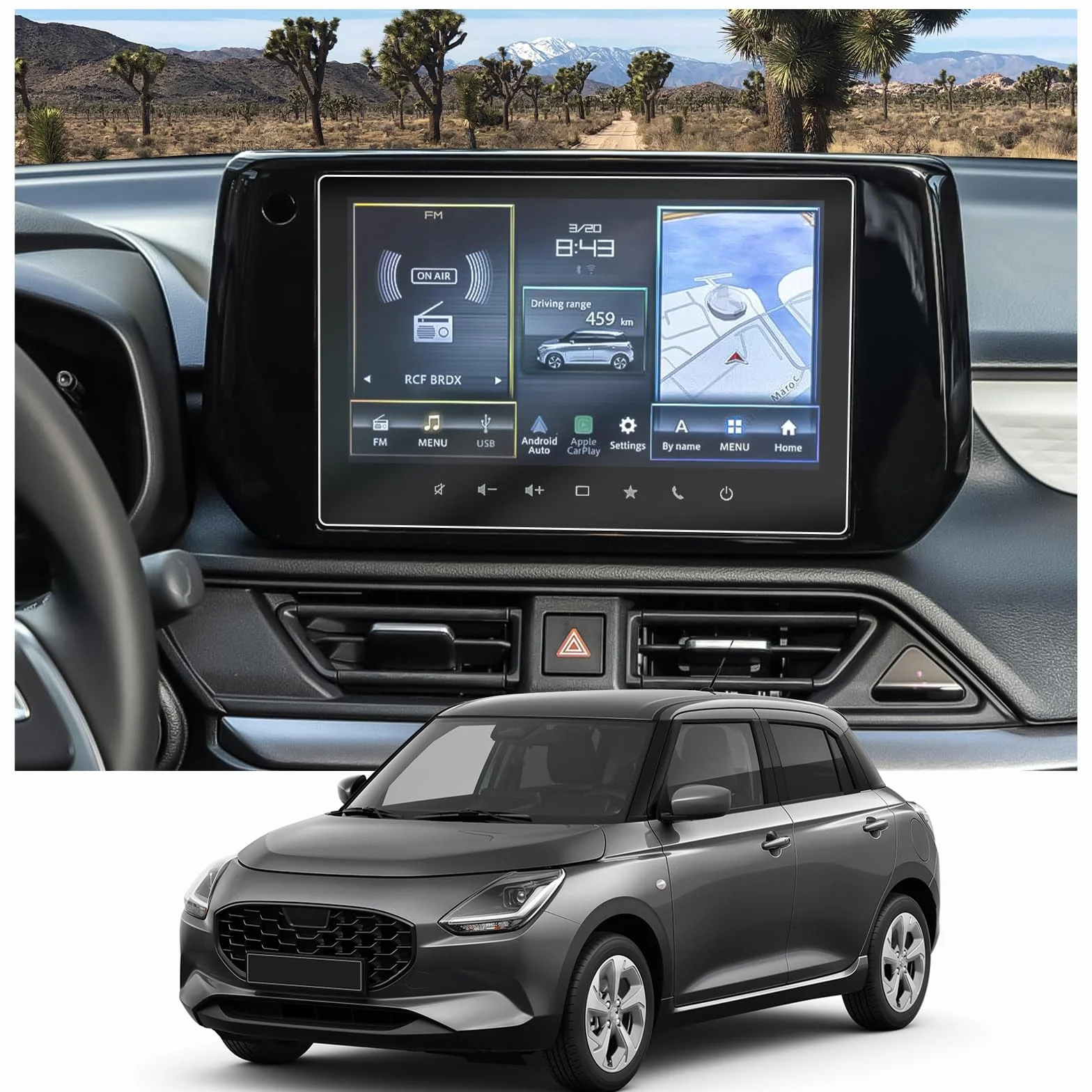 CDEFG Kompatybilny z Suzuki Swift 2023 2024 2025 2026 Facelift/S-Cross III 2021-2025 2026 / Vitara 2024 2025 2026 4H odporny na zarysowania 9-calowy ochraniacz ekranu GPS akcesoria nawigacyjne Swift