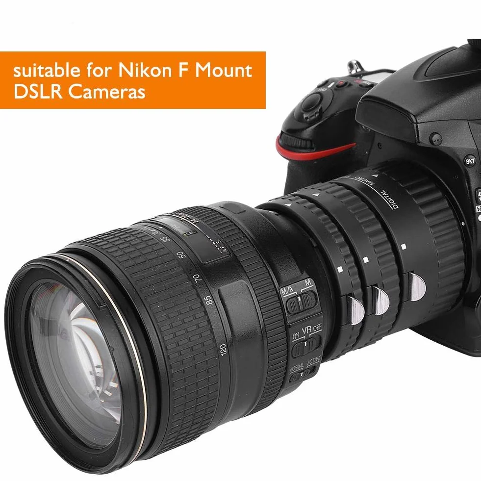 Vbestlife Extensione rurka do obiektywu, automatyczne ustawianie ostrości obiektyw makro 3 soczewki tipi di 12 mm + 20 mm + 36 mm przedłużająca rurka do obiektywu DSLR