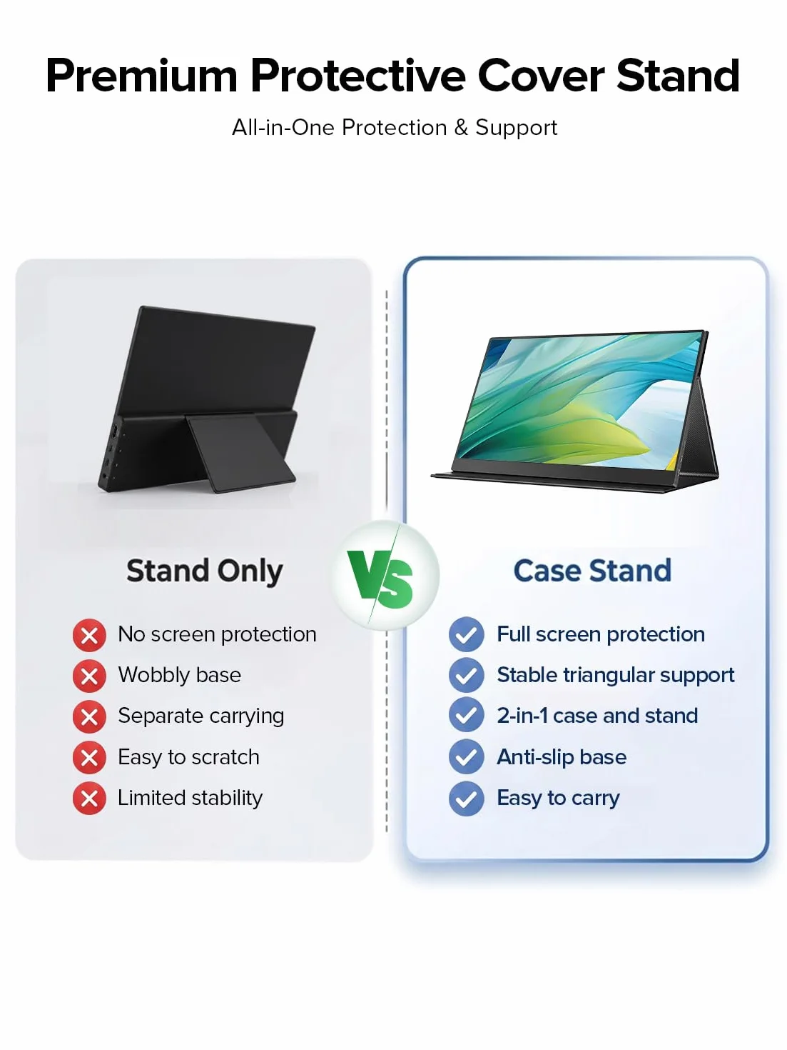 EVICIV Przenośny monitor dotykowy 15,6 cala 125% sRGB 1080P 2000:1 Zewnętrzny mobilny wyświetlacz FHD USB C z HDMI/USB-C do laptopa/komputera/telefonu/konsoli do gier, obsługa VESA