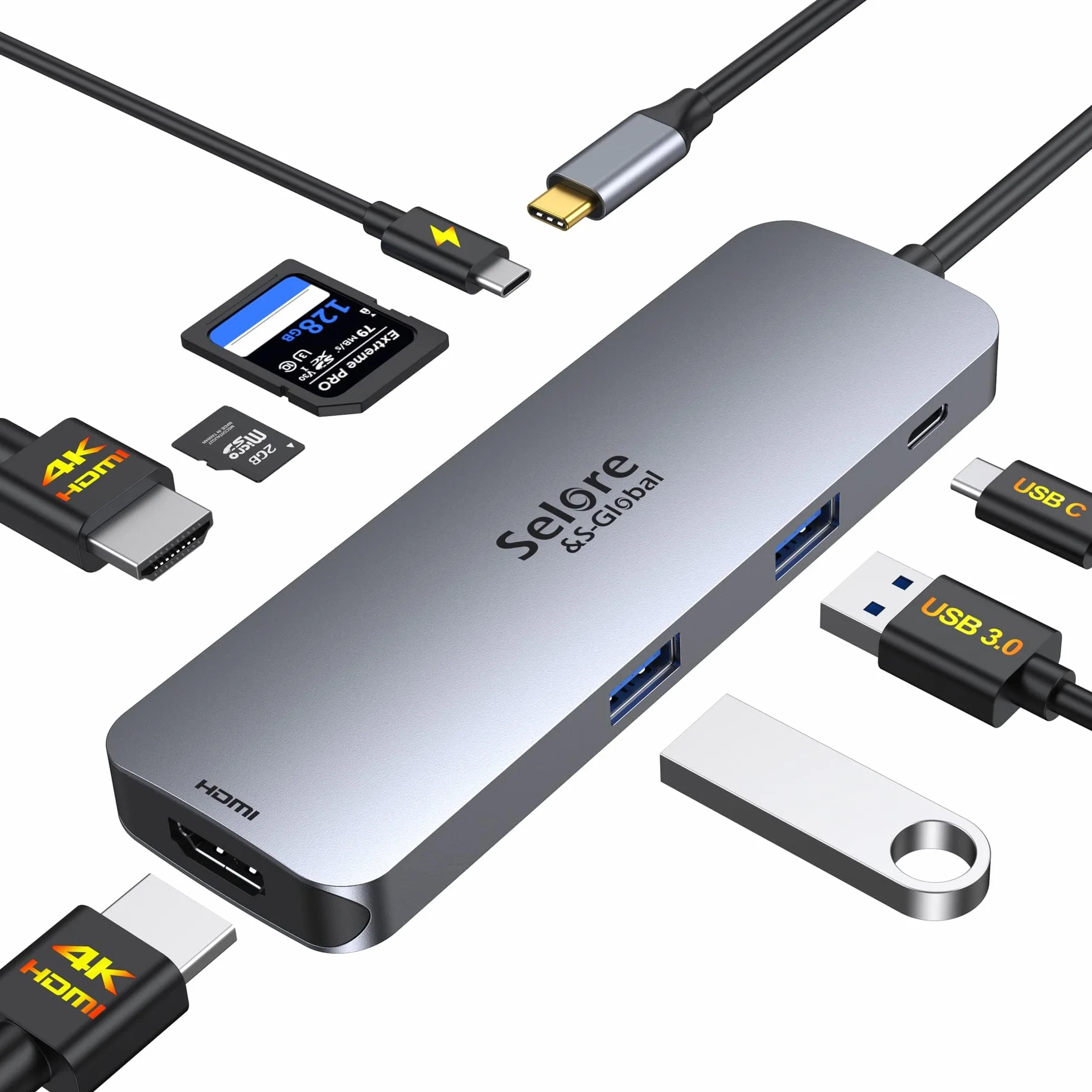 USB C Docking Station Dual HDMI Monitor, USB C to Dual HDMI Adapter with 2HDMI Ports, PD Charging, SD/TF, USB A&C 3.0 Ports, Laptop Docking Station for Dell XPS/HP/Lenovo/Surface/Yoga etc