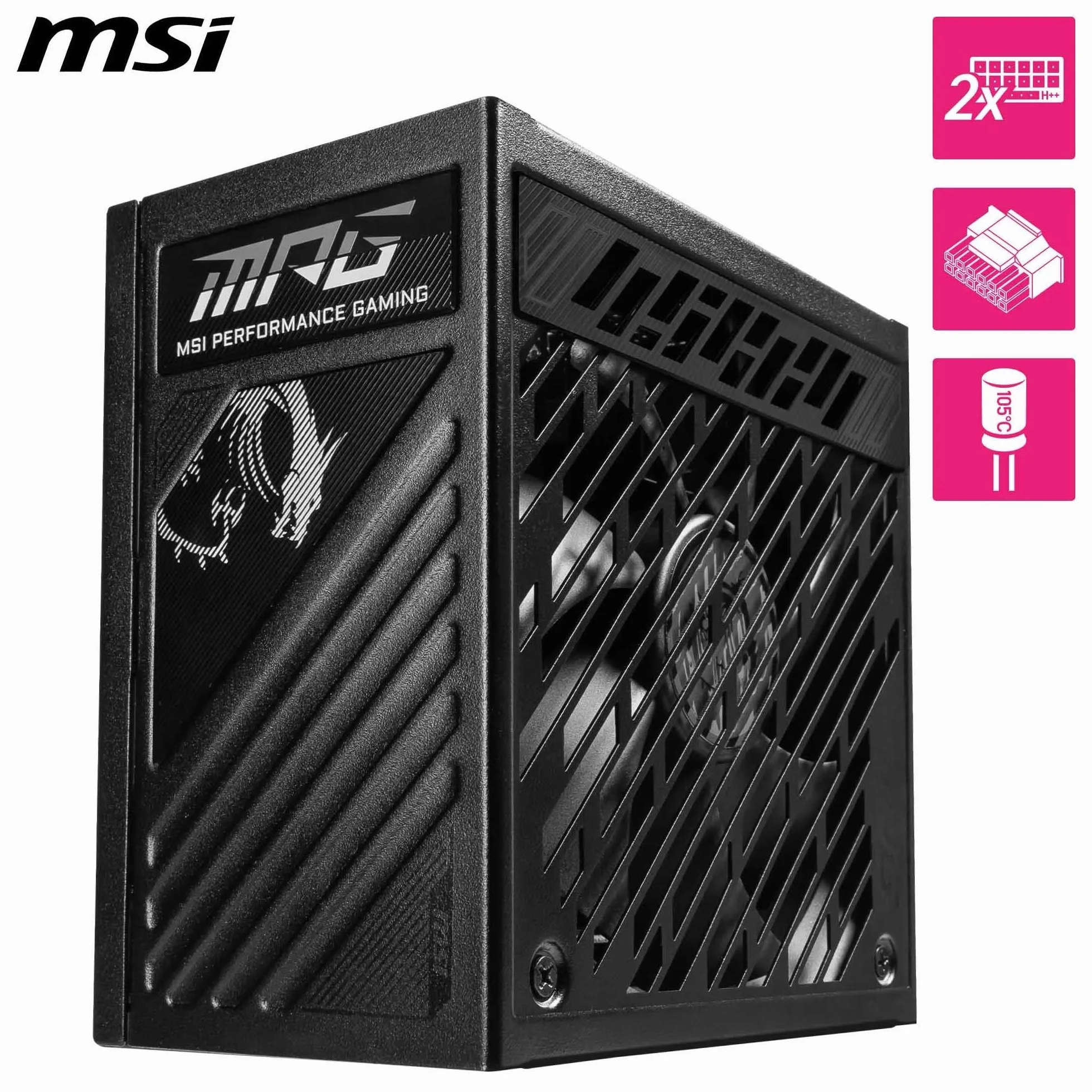 MSI MPG A1250GS PCIE5 zasilacz sieciowy, 1250 W, 80 Plus Gold, ATX 3.1, PCIe 5.1 obsługa GPU, Dual-Native 12 V-2 x 6, modułowy kabel z dwukolorowymi złączami 12 V-2 x 6, zasilacz ATX