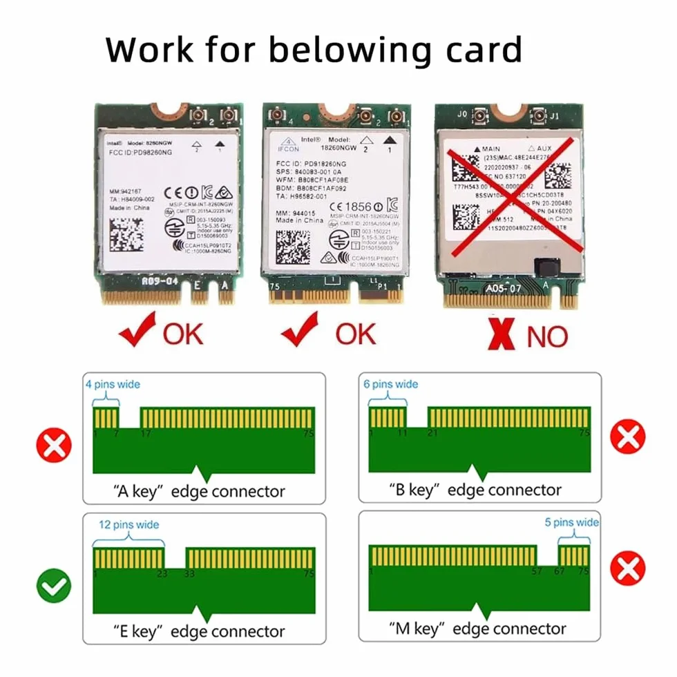 Bezprzewodowa karta NGFF A/E-Key WiFi do PCI-E Express 1x adapter do Wi-Fi Wifi6 Wifi7 Bluetooth