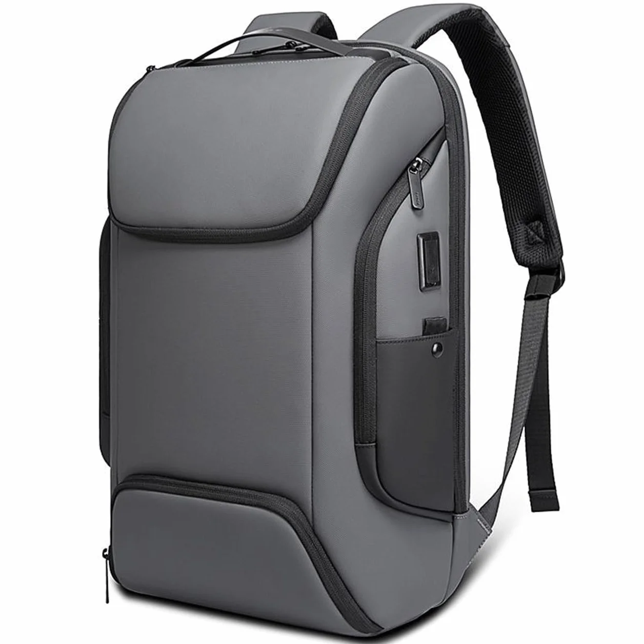 Plecak Męski Czarny Laptop Komputer Nylonowy Biznes Dojazdy Wytrzymały Wodoodporny Wielowarstwowy Wielofunkcyjny Torba(Gray)