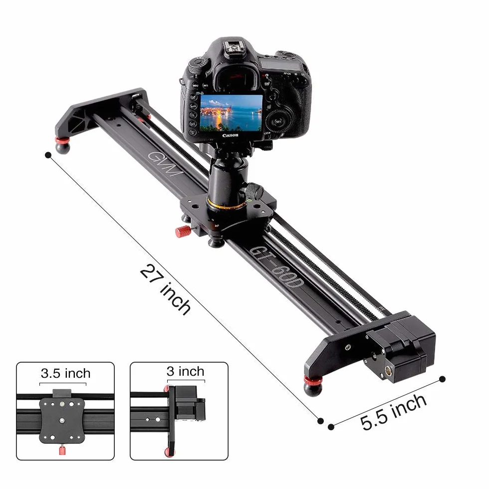 GVM Slider do aparatu, 60 cm, ze stopu aluminium, do lustrzanek cyfrowych, fotografii, wideo, produkcji filmowej
