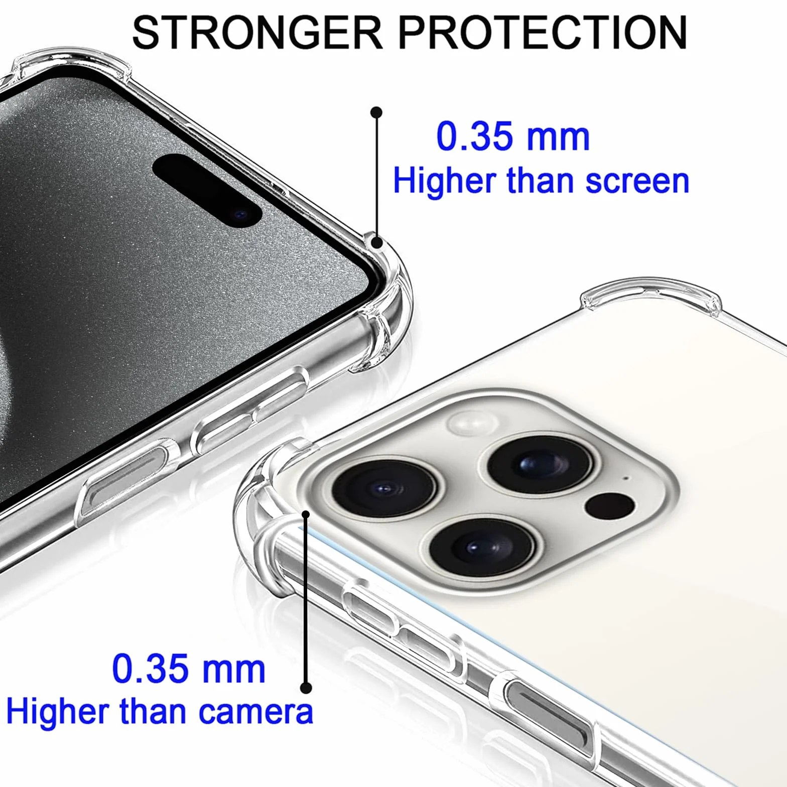 Pnakqil Etui na telefon komórkowy do iPhone 15 Pro, przezroczyste, miękkie, silikonowe ze sznurkiem na szyję, bumper, etui ochronne, kompatybilne z do iPhone 15Pro, czarne