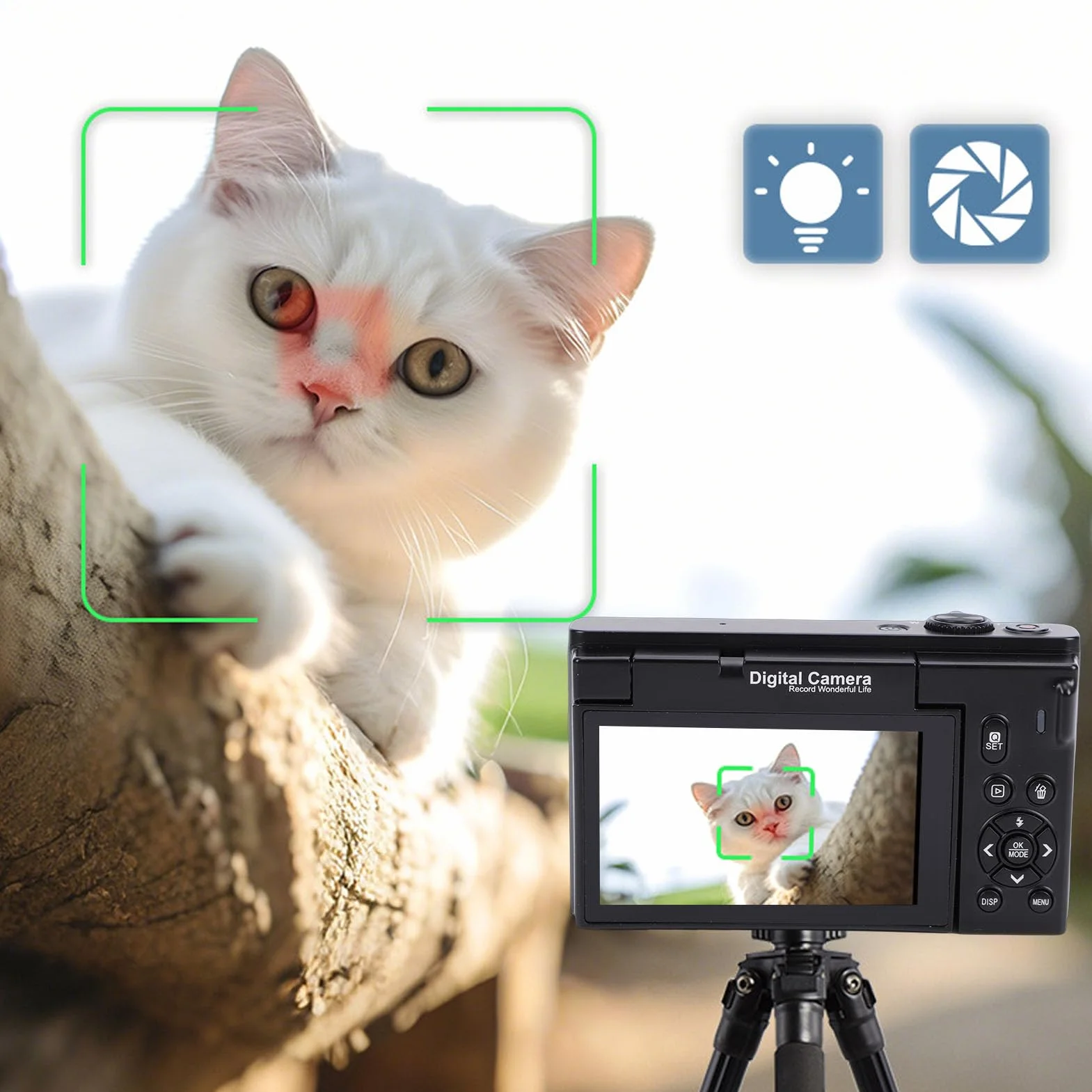 SENECESLI Aparat Cyfrowy 4K do Fotografowania i Vlogowania, Kamera Wi-Fi do Vlogowania 75 MP do YouTube'a, Aparaty Cyfrowe z 18-krotnym Zoomem i Odchylanym Ekranem 3" 180° dla Nastolatków i (BLACK)