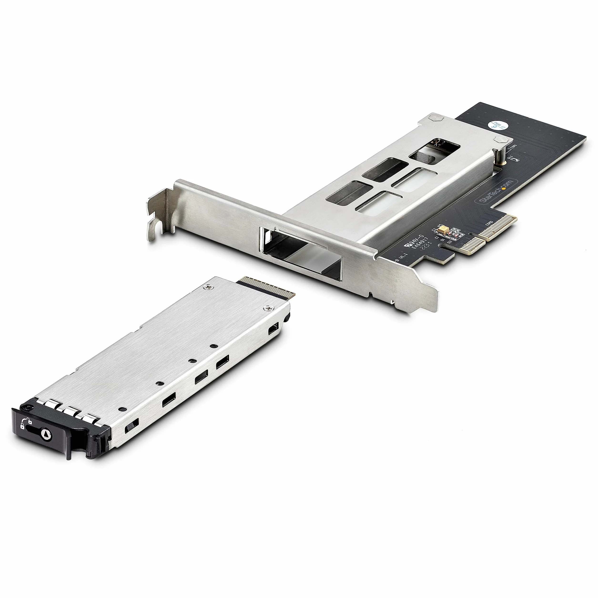 StarTech.com M.2 NVMe SSD na PCIe x4 Mobile Rack/płyta montażowa ze zdejmowaną tacą na gniazdo rozszerzeń PCI Express, instalacja beznarzędziowa, kieszeń na dysk PCIe 4.0/3.0 Hot-Swap, blokada