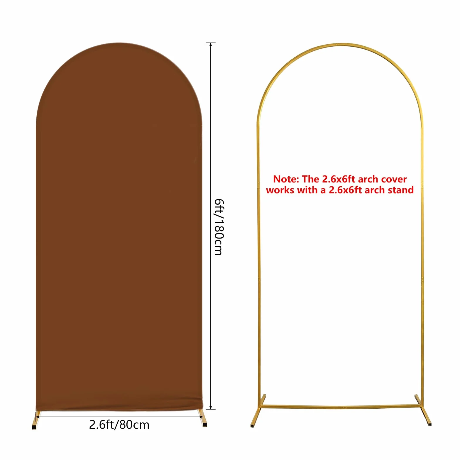 AIBIIN - Brązowy brązowy łuk 0,8 x 1,8 m okrągły top dwustronny do dekoracji ceremonii ślubnej, przyjęcia urodzinowego, baby shower, bankiet