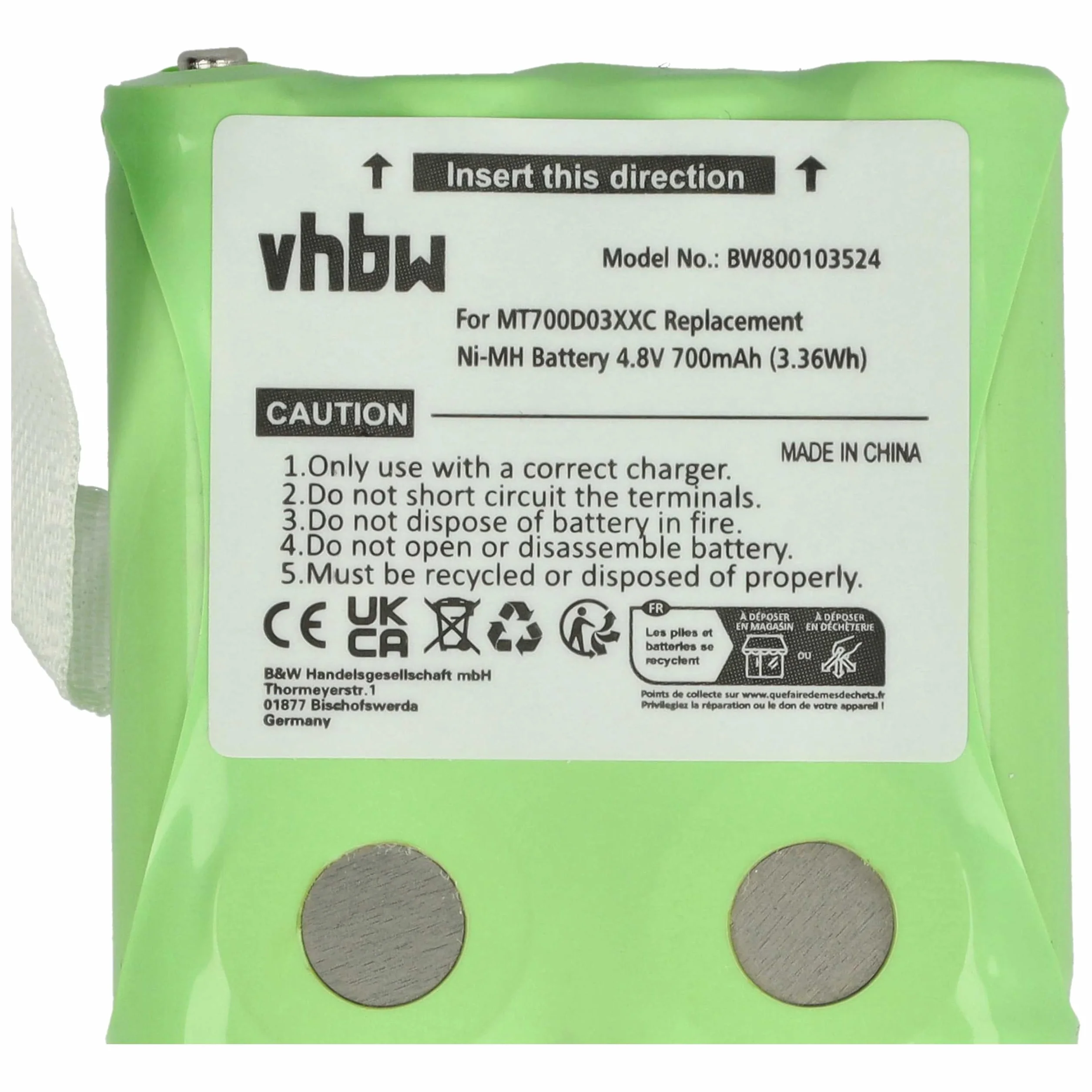 vhbw 1 x akumulator LH060-3A44C4BT do radia (700 mAh, 4,8 V, NiMH)