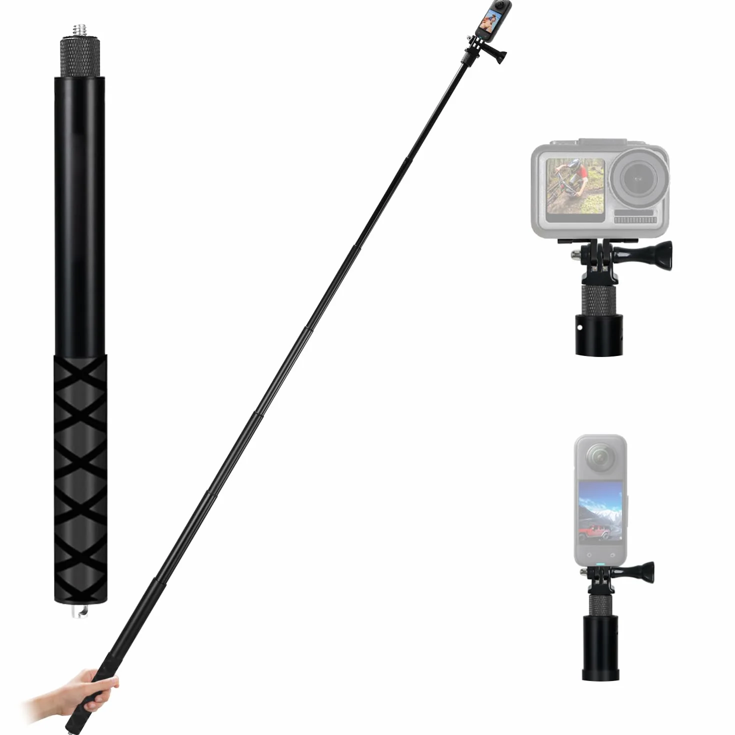 Niewidoczny kij do selfie z włókna węglowego 150 cm, rozciągliwy drążek do Insta360 GoPro, kamery akcji