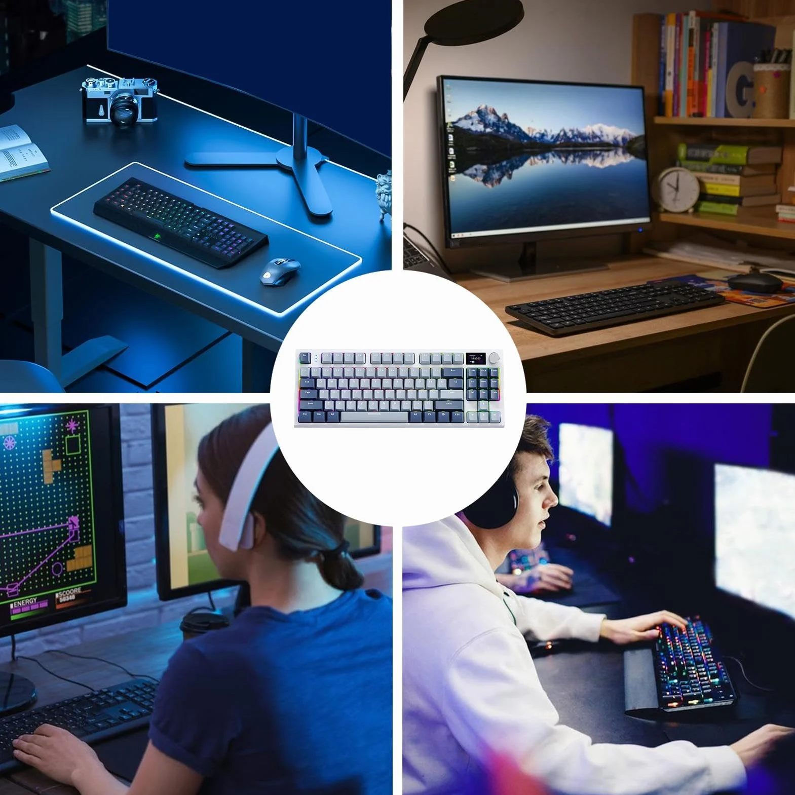 Klawiatura mechaniczna 2,4 GHz montowana uszczelce | wszechstronna klawiatura RGB z ? ?czno?ci? bezprzewodow?, przewodow? i 5.0, prze? ?czniki hot-swap, dostosowywanie ekranu LCD