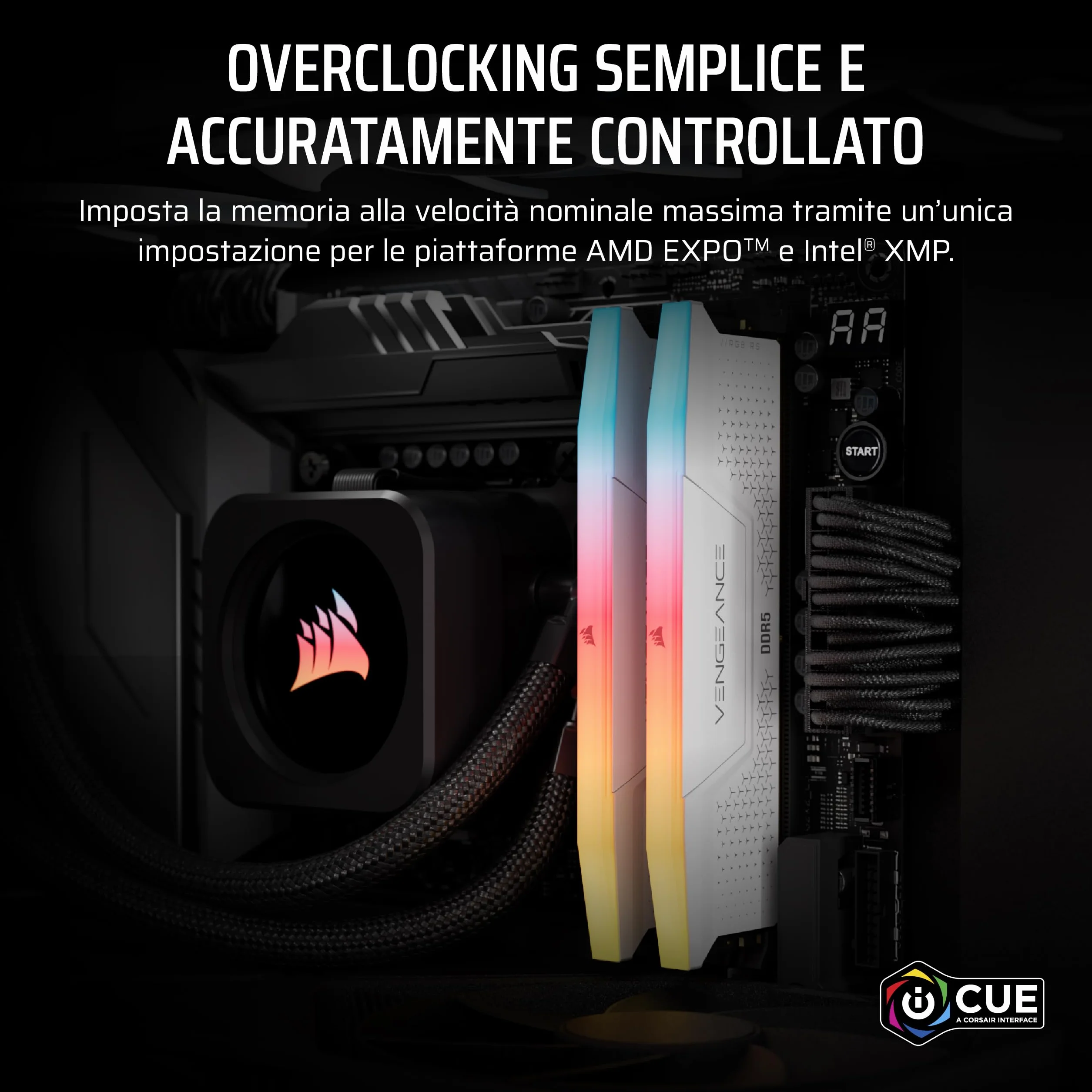 CORSAIR VENGEANCE RGB RS DDR5 16 GB (2 x 8 GB) do 5600 MHz AMD INTEL RAM | Pamięć do gier stacjonarnych, kompatybilna z AMD EXPO i Intel XMP 3.0, CL40, biała, CMG16GX5M2B5600Z40W