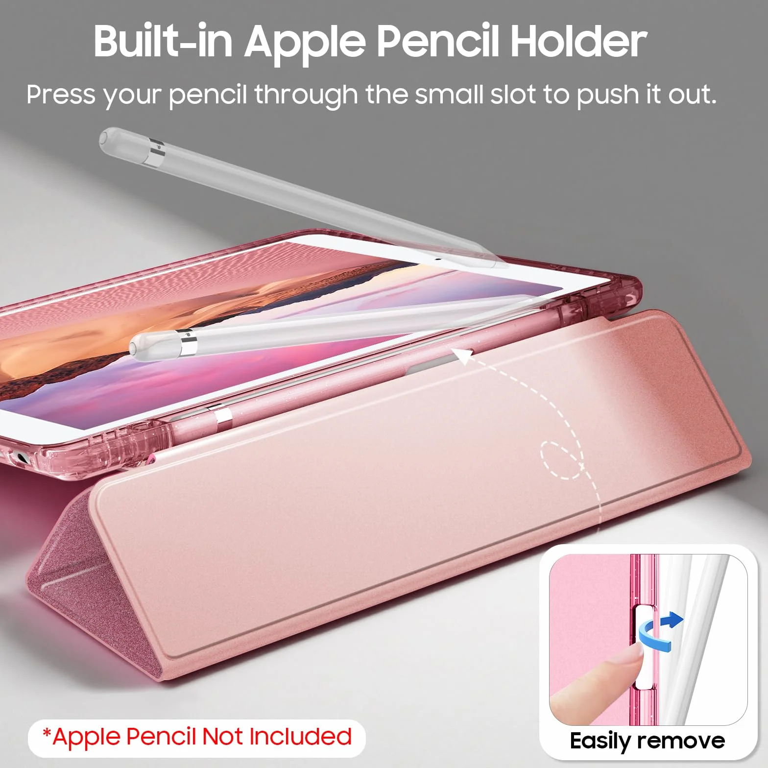 Fintie Gliter Etui na iPad 10,2 cala 9/8/7 generacji (model 2021/2020/2019) – Przezroczysta, brokatowa osłona z uchwytem na rysik, odporna na wstrząsy, błyszcząca tylna część i automatyczne włączanie