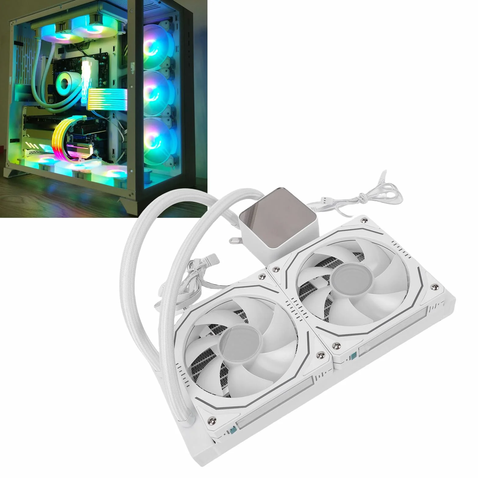 Generic 240 Płynna Chłodnica Procesora z Ekranem LCD 2,2" i Wentylatorami PWM do Gniazda AM4 AM5 z zamkniętą pętlą Chłodzenie cieczą Procesora AIO dla Entuzjastów (WHITE)