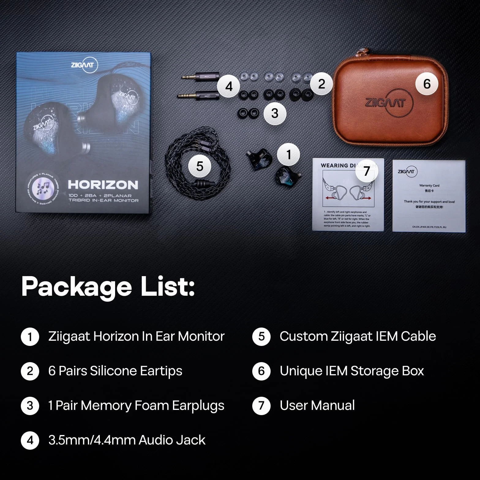 Linsoul ZiiGaat Horizon monitor dokanałowy, 1DD+2BA+2 Planar przewodowe słuchawki douszne HiFi, słuchawki IEM klasy studyjnej, naturalne, zrównoważone strojenie z maślanie gładkim przedłużeniem