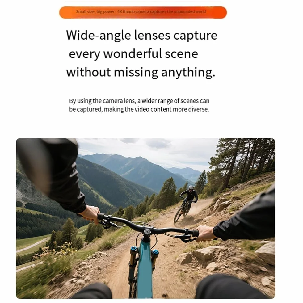 Sporty na świeżym powietrzu monitorowanie zwierząt 4K WiFi mini kamera kciuk szerokokątny obiektyw do rowerów, motocykli, kasku, kota, psa, 128 g