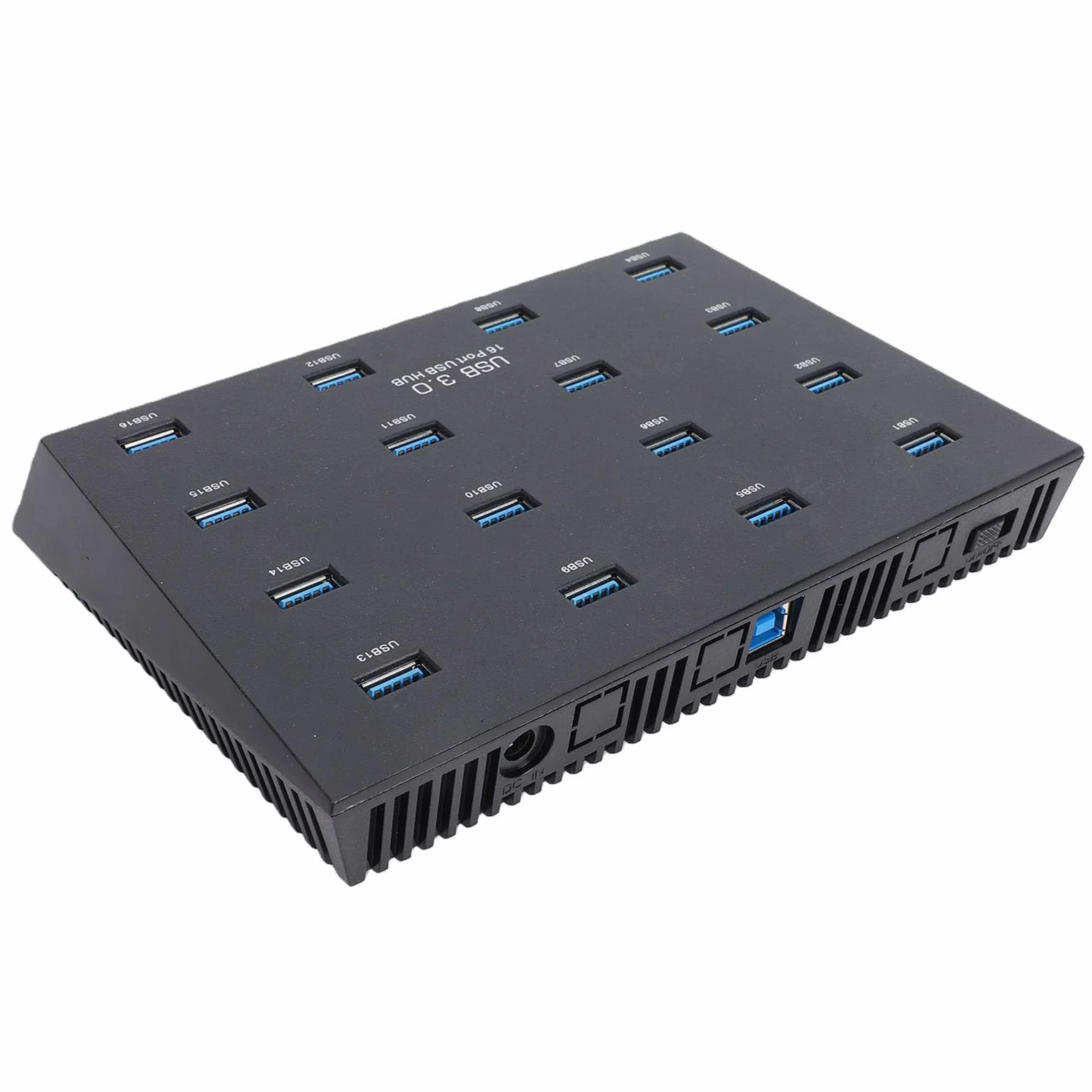 GOWENIC Koncentrator USB 3.0, 16 Portów, Transfer Danych 5 Gb/s, Koncentrator USB Klasy Przemysłowej z Zabezpieczeniem Przed Zwarciem, do Napędu Flash Czytnik Kart Karta Pamięci Dysk (wtyczka UE)
