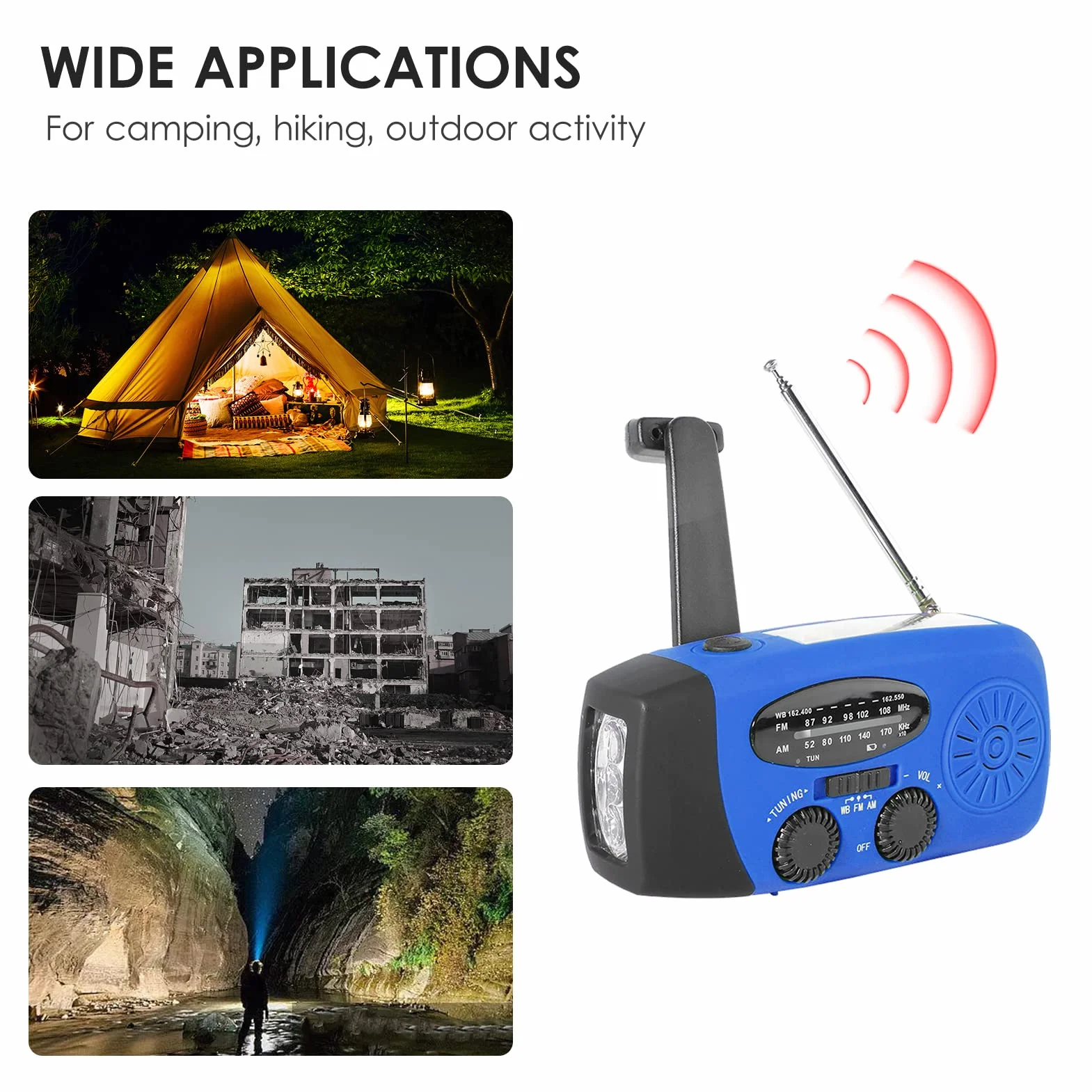 Jemora Radio awaryjne korba ręczna radio słoneczne AM/FM/NOAA awaryjne radio pogodowe ładowalny przenośny powerbank z ładowaniem słonecznym i korbą ręczną i baterią latarka LED Ch
