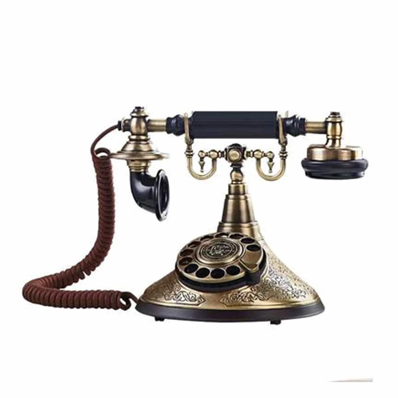 Przewodowy telefon stacjonarny w stylu retro, telefon stacjonarny z obrotową tarczą w starym stylu, przewodowy zabytkowy telefon domowy prezent dla seniorów