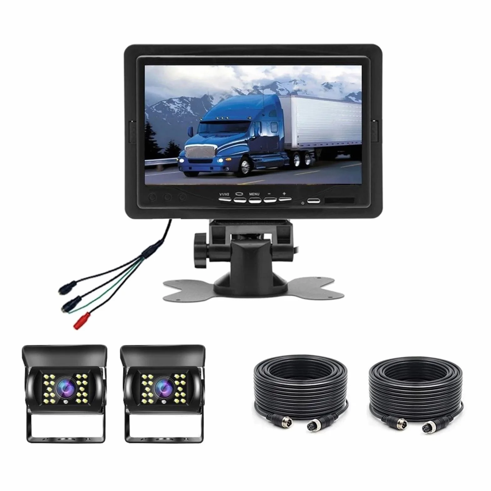 Zamiennik kamery cofania do przyczep autobusowych ciężarówek 7-calowy monitor samochodowy wyświetlacz LCD cofanie wodoodporna 4-pinowa kamera cofania na podczerwień nocna kamera cofania