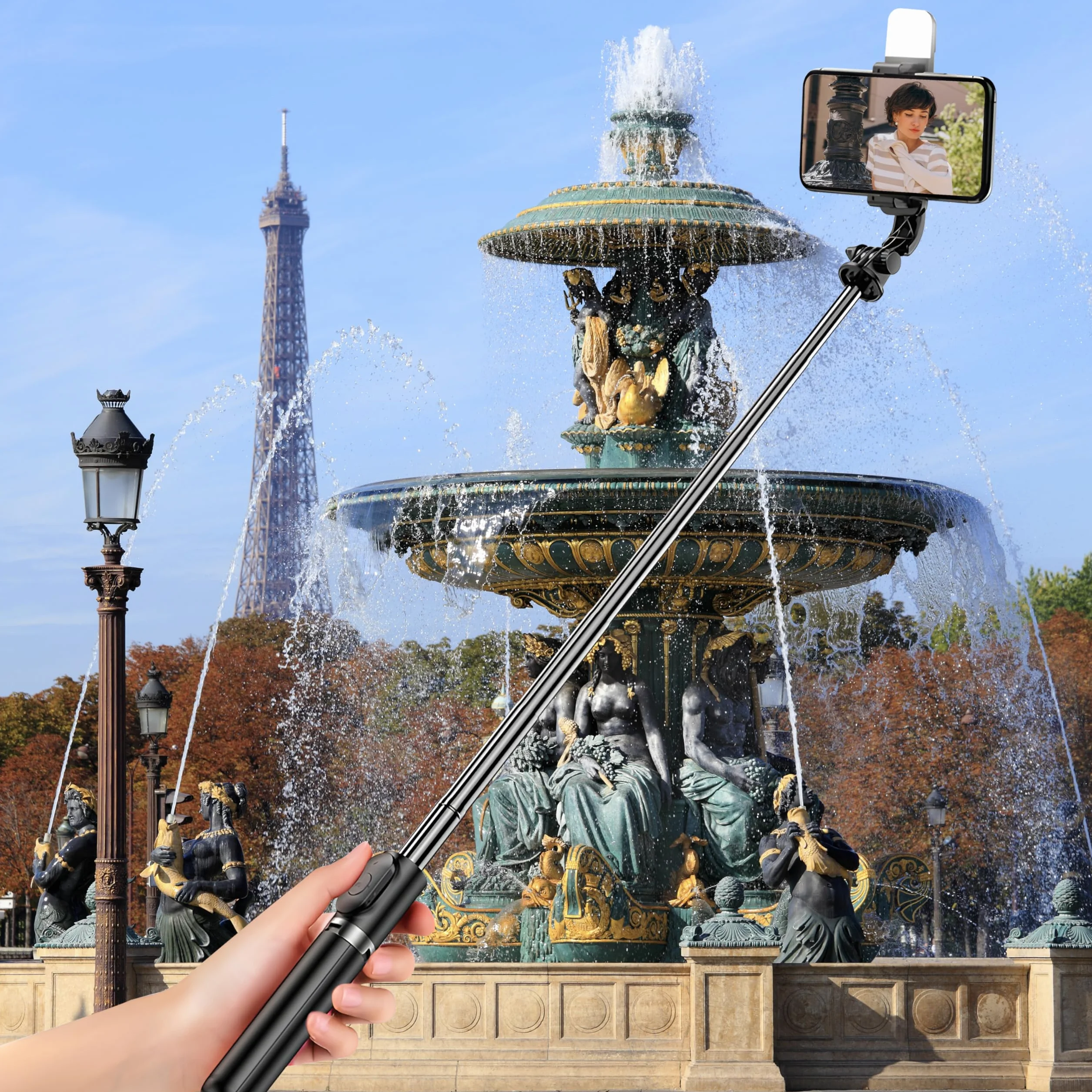 Retoo Selfie Stick Bluetooth Statyw Wysuwany Do 104 cm Telefon komórkowy Obrotowy 360° Stojak Bezprzewodowy Pilot Zdalnego Sterowania Smartfony