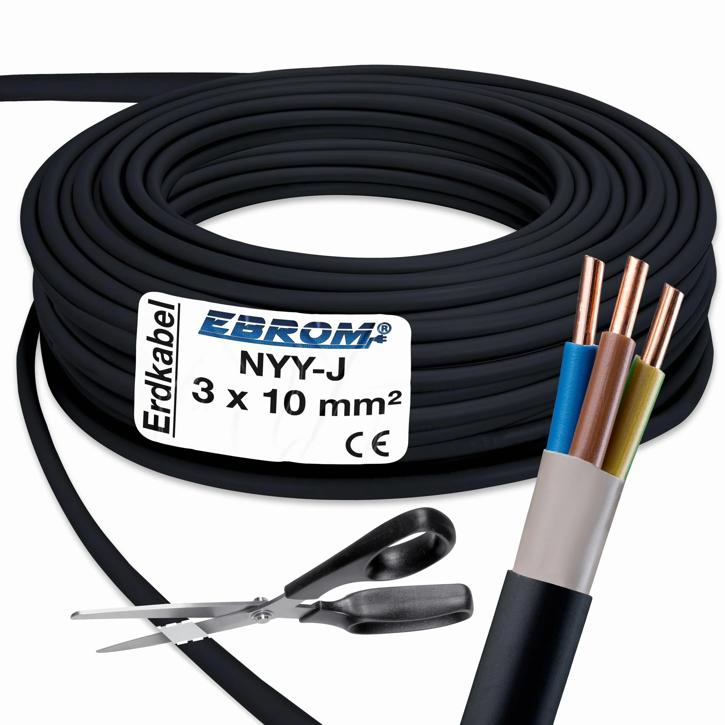 Dokładność na metry do metru: przewód zasilający NYY-J 3 x 10 mm² (mm2) kabel ziemny - NYY-J 3 x 10 mm² - czarny - wybór w odstępach 5 metrów - przykład: 10 m - 20 m - 25 m - 30 m - 35 m - 40 m - 45 m - 50 m