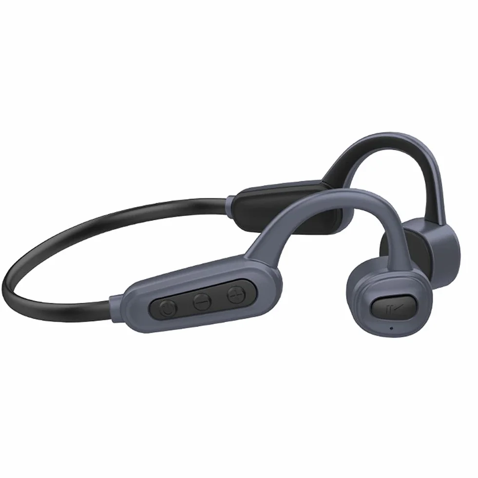Kondukcja kostnych Słuchawki Bluetooth z mikrofonami, bezprzewodowymi zestawami słuchawkowymi, IPX8 Wodoodporna, dla sportowych słuchania na rowerze Running Siłownia,Gray