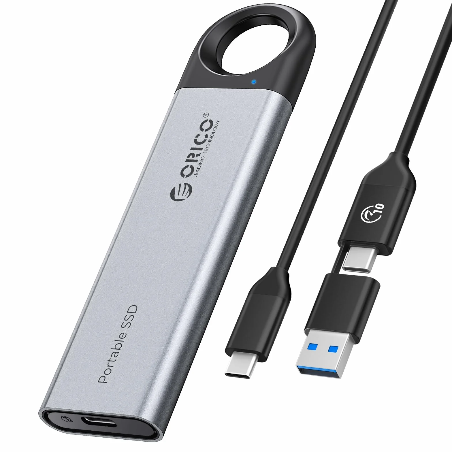 ORICO Zewnętrzny dysk SSD 512 GB do 500 MB/s, przenośny dysk półprzewodnikowy, Plug and Play, kabel USB C i A 2 w 1, niezawodne przechowywanie smartfonów typu C, tabletów, laptopów - C5