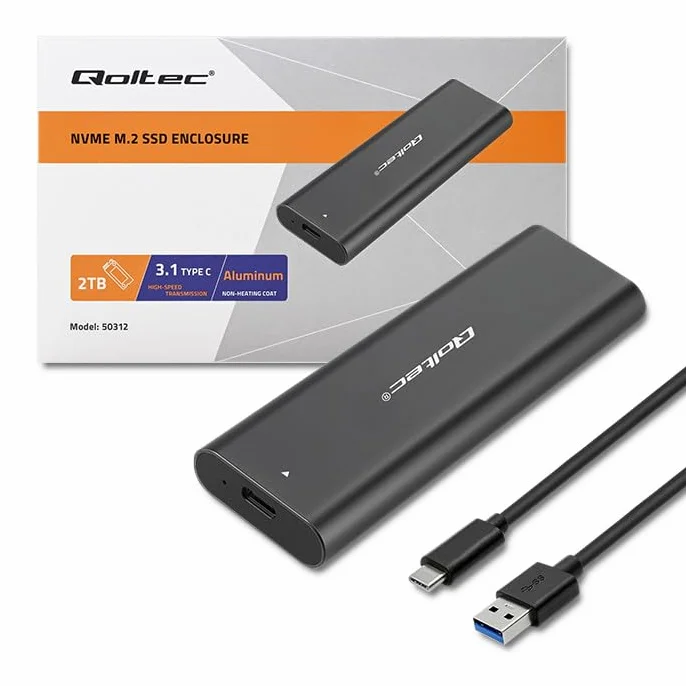 Qoltec Obudowa | kieszeń do dysków M.2 SSD,NVME, PCI-E, USB-C