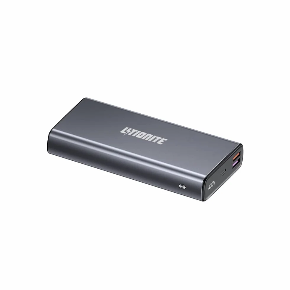 LITIONITE Capsule 65W / 30.000mAh Power Bank z aluminium PD3.0 USB Type-C (65W Max) - 2x USB-A (Quick Charge 3.0) - Przenośna bateria zewnętrzna do laptopa/MacBook/Surface/Smartphone/Tablet