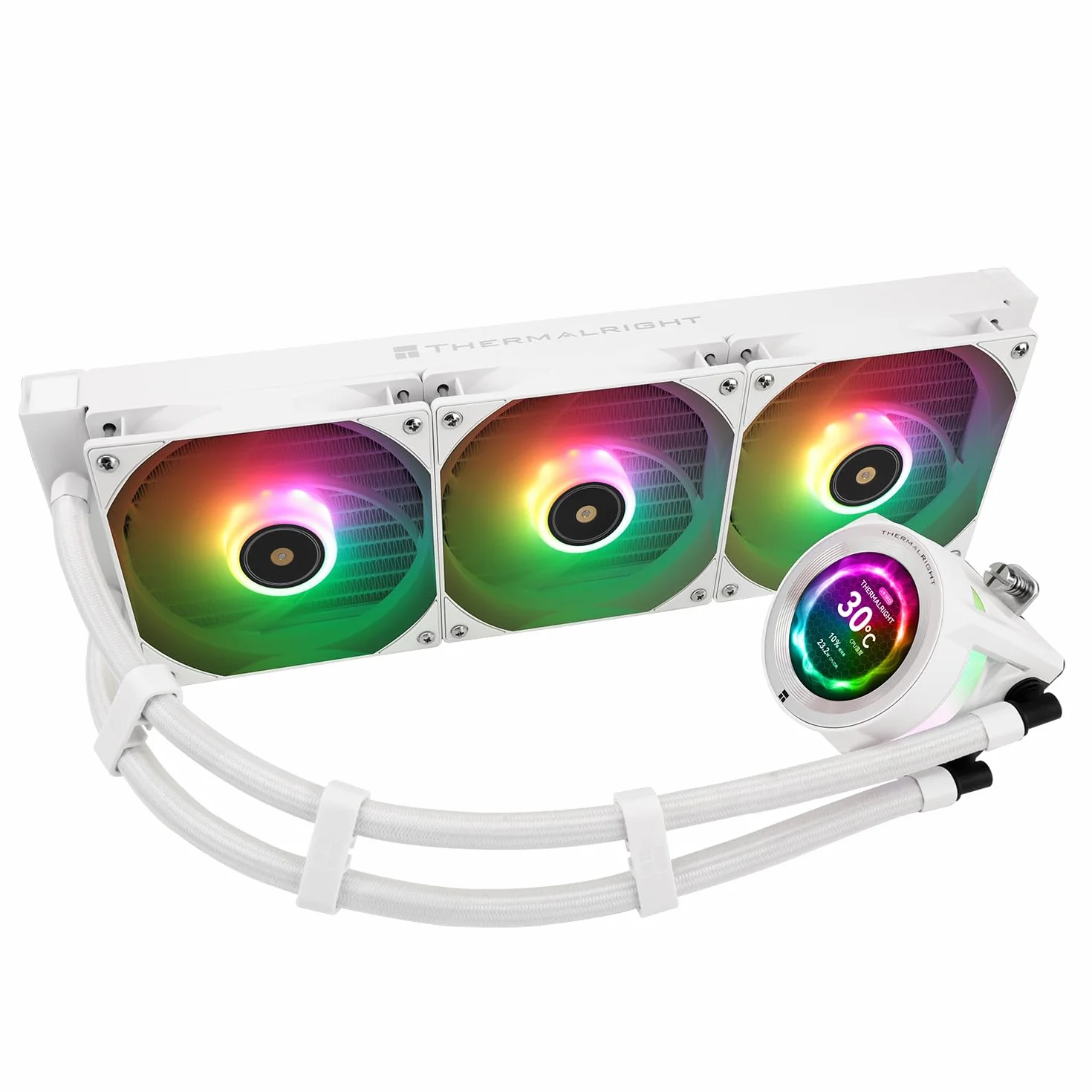 Thermalright Core Vision 360 White ARGB, chłodzenie cieczą CPU 360mm AIO, ekran IPS LCD 480×480, dla AM4/AM5/Intel LGA1700/1851, 2,1-calowy magnetyczny ekran LCD do obrazów