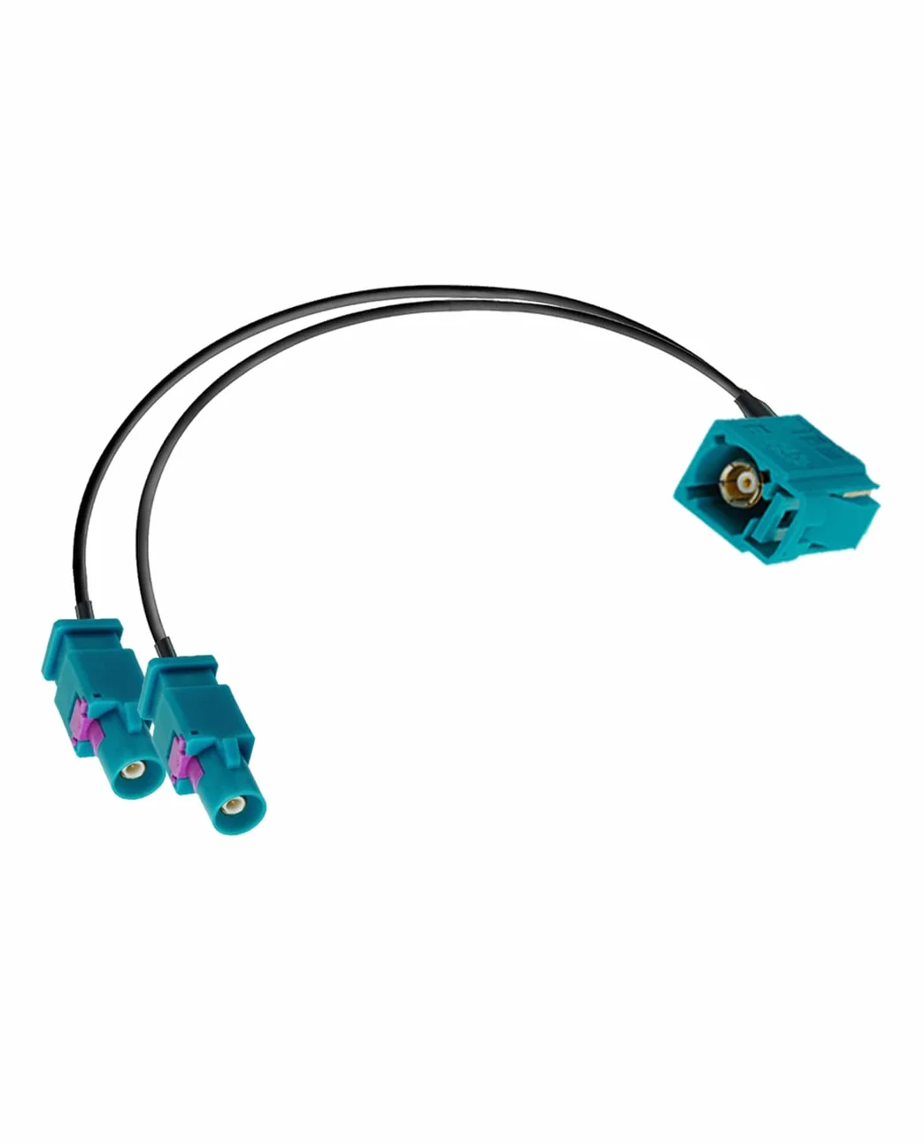 Vecys Kabel Adaptera RG174 Fakra Żeński Kąt 90° do Podwójnego Fakra Męski 30 cm do Radia Samochodowego DAB GPS Antena