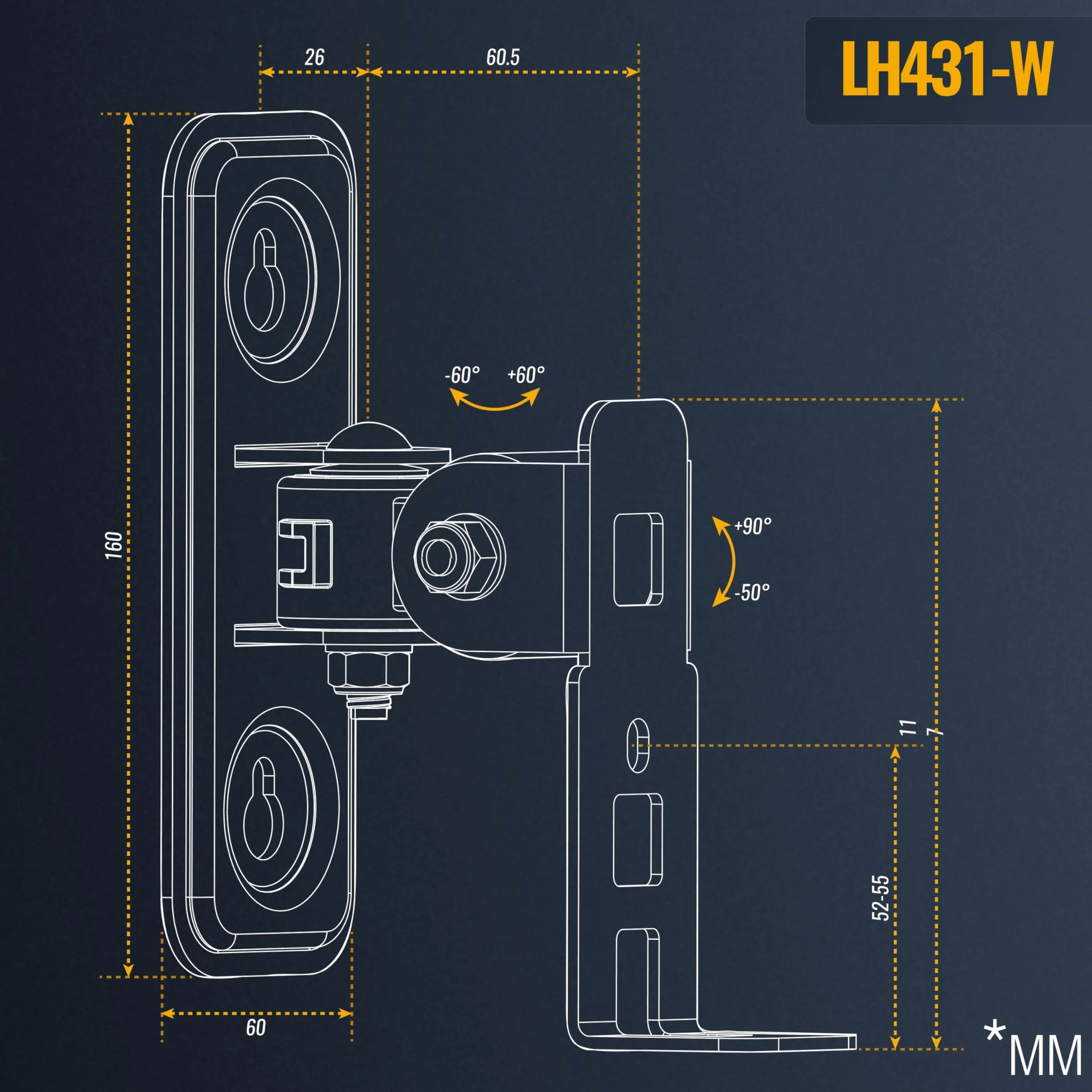 RICOO Uchwyt Ścienny do Głośnika, Kompatybilny z SONOS Play:1™, Uchwyt LH431-W Wychylny, Pochylny, HiFi Audio Boxing, Zawieszenie, Głośnik Ścienny