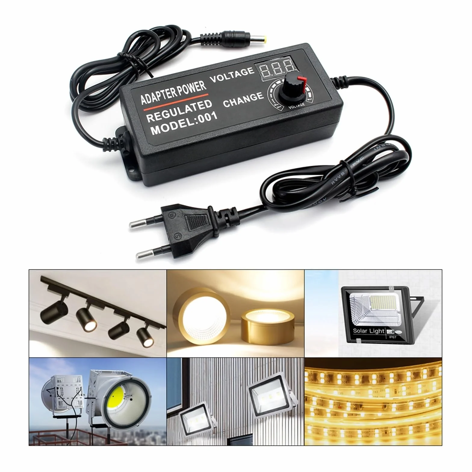 AC DC 220 V na 3 V, 5 V, 6 V, 9 V, 12 V, 15 V, 18 V, 24 V, regulowany zasilacz, 12 V, 2 A, 3 A, 5 A, zasilacz sieciowy, adapter 12 V (kolor: tylko adapter zasilania, rozmiar: 3 V - 24 V 2A_EU)