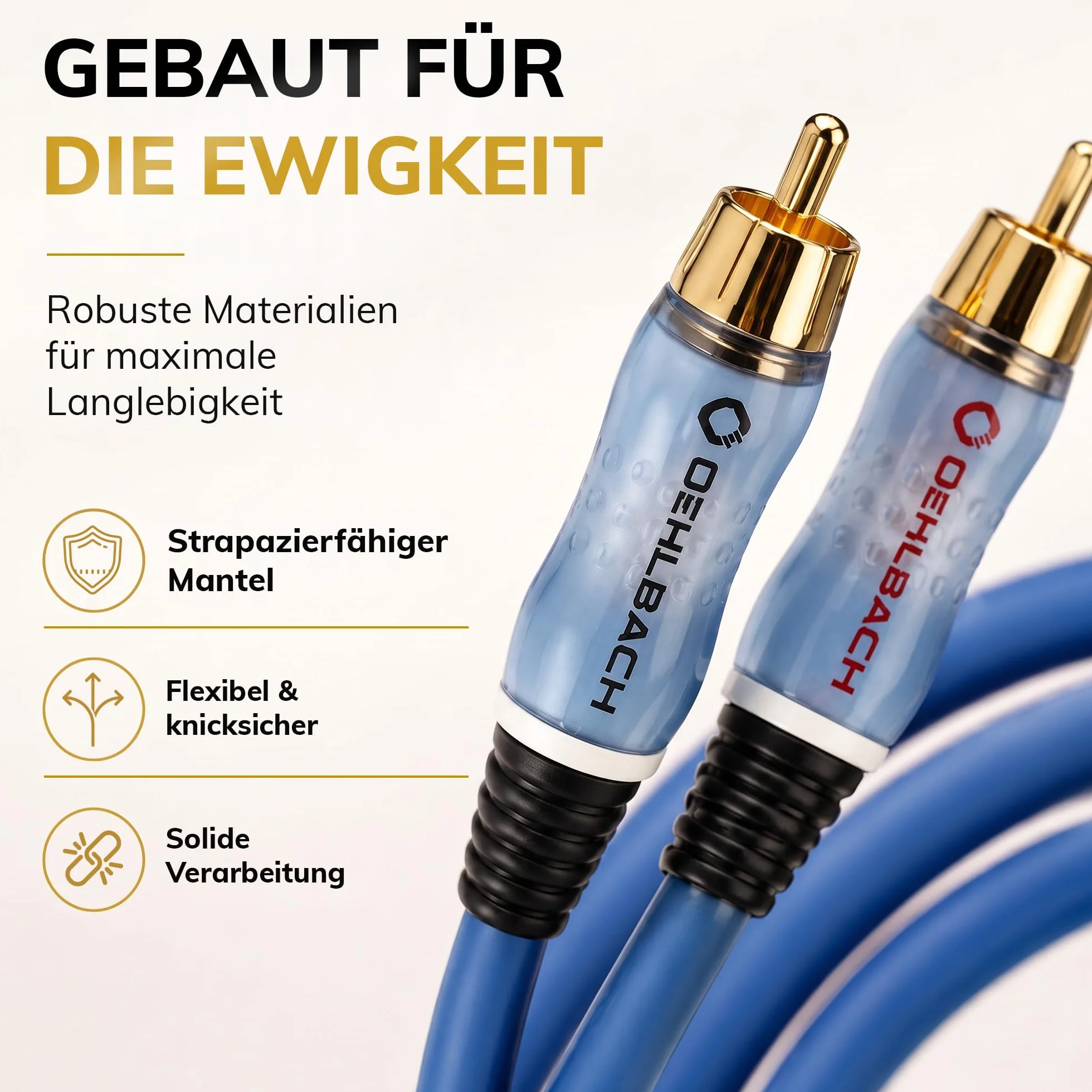 Oehlbach Beat, D1C2701 Kabel RCA Do Odtwarzacza CD i Wzmacniacza, 1 m, Niebieski